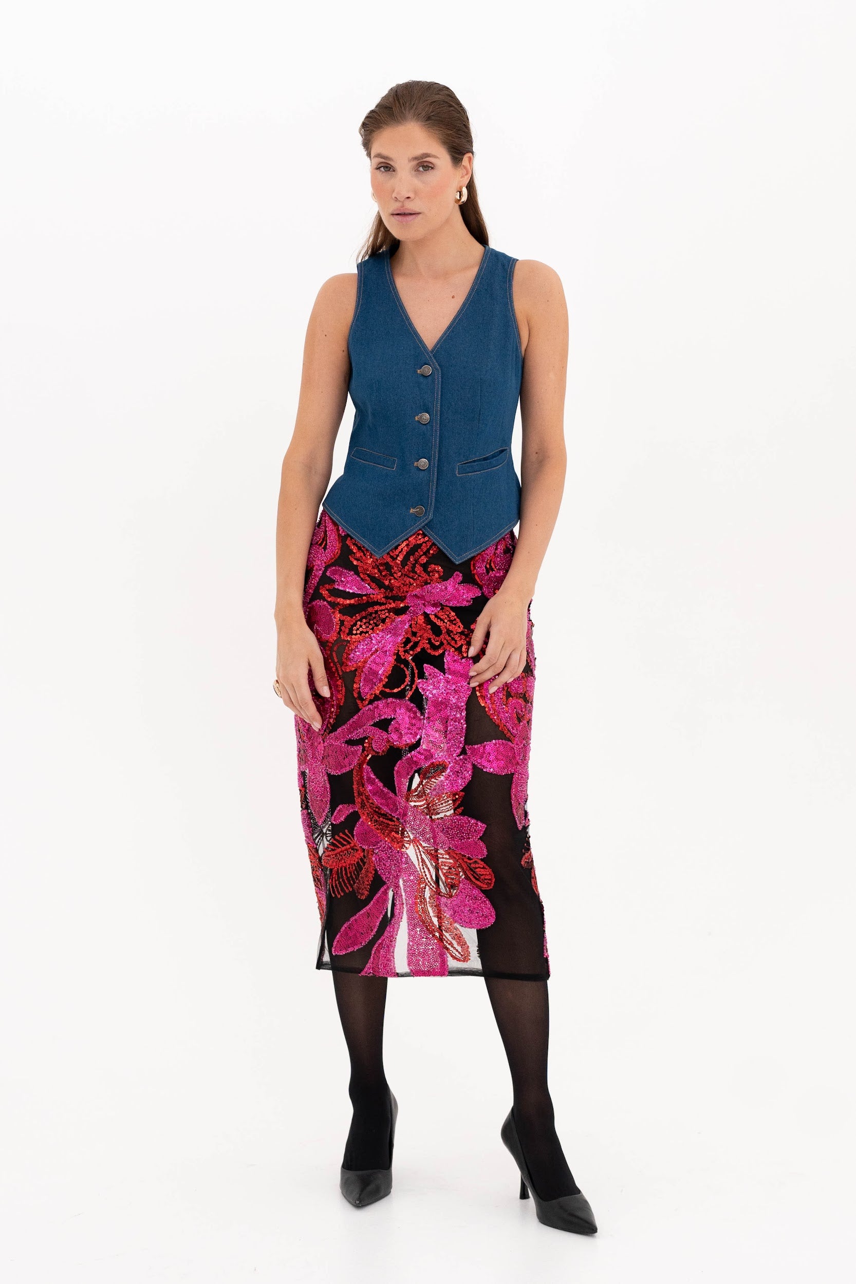 Elegant Denim Waistcoat “Voyage”