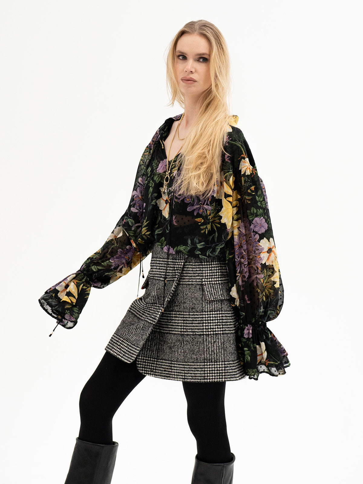 Floral Veil Blouse - Laguz Rune