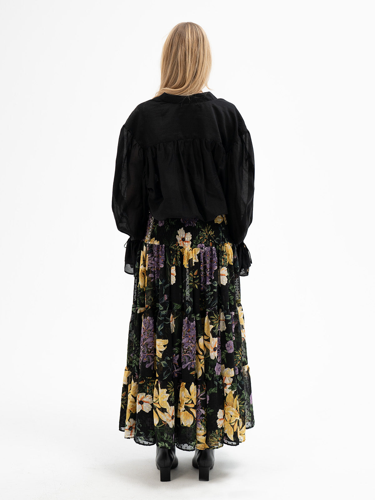 Flowing Black Blouse - Perthro Rune