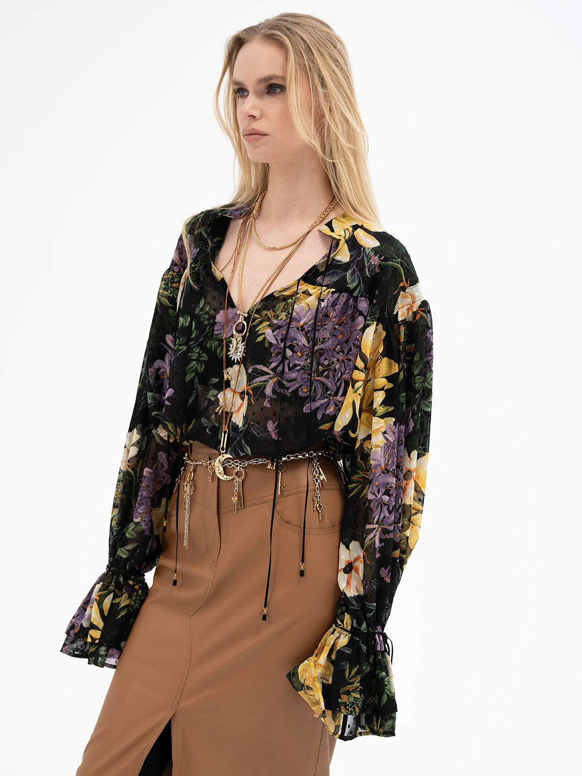 Faux Leather Midi Skirt - Gebo Rune