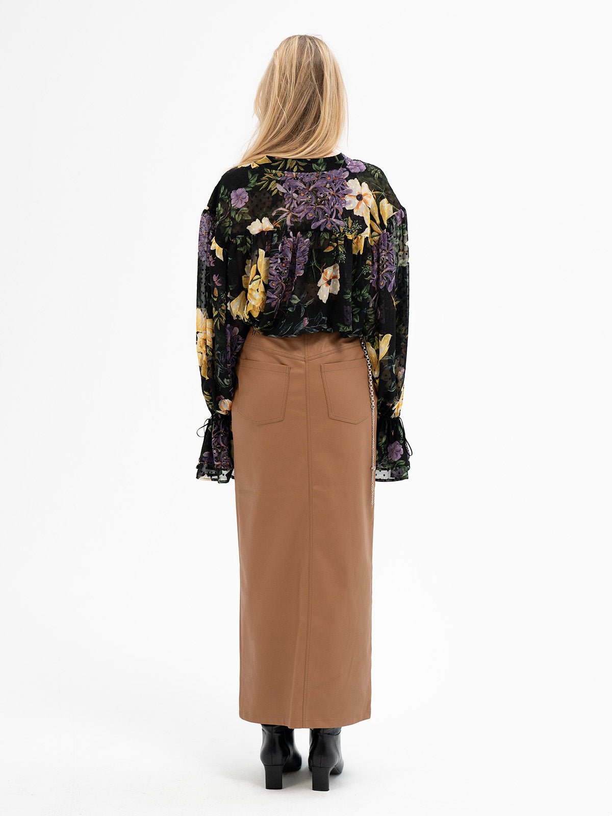 Faux Leather Midi Skirt - Gebo Rune