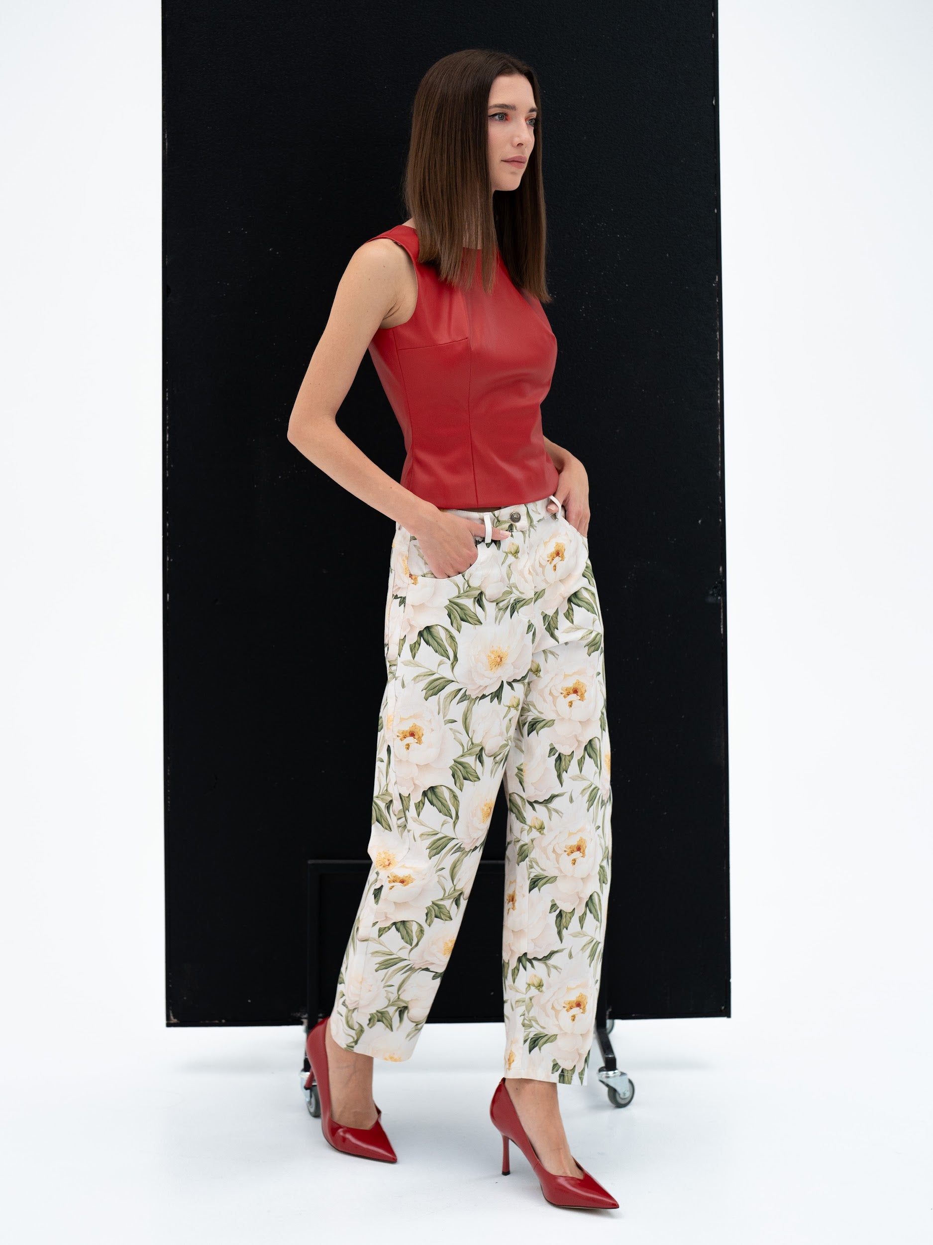 Jean taille mi-haute et jambe large « Love Journey »