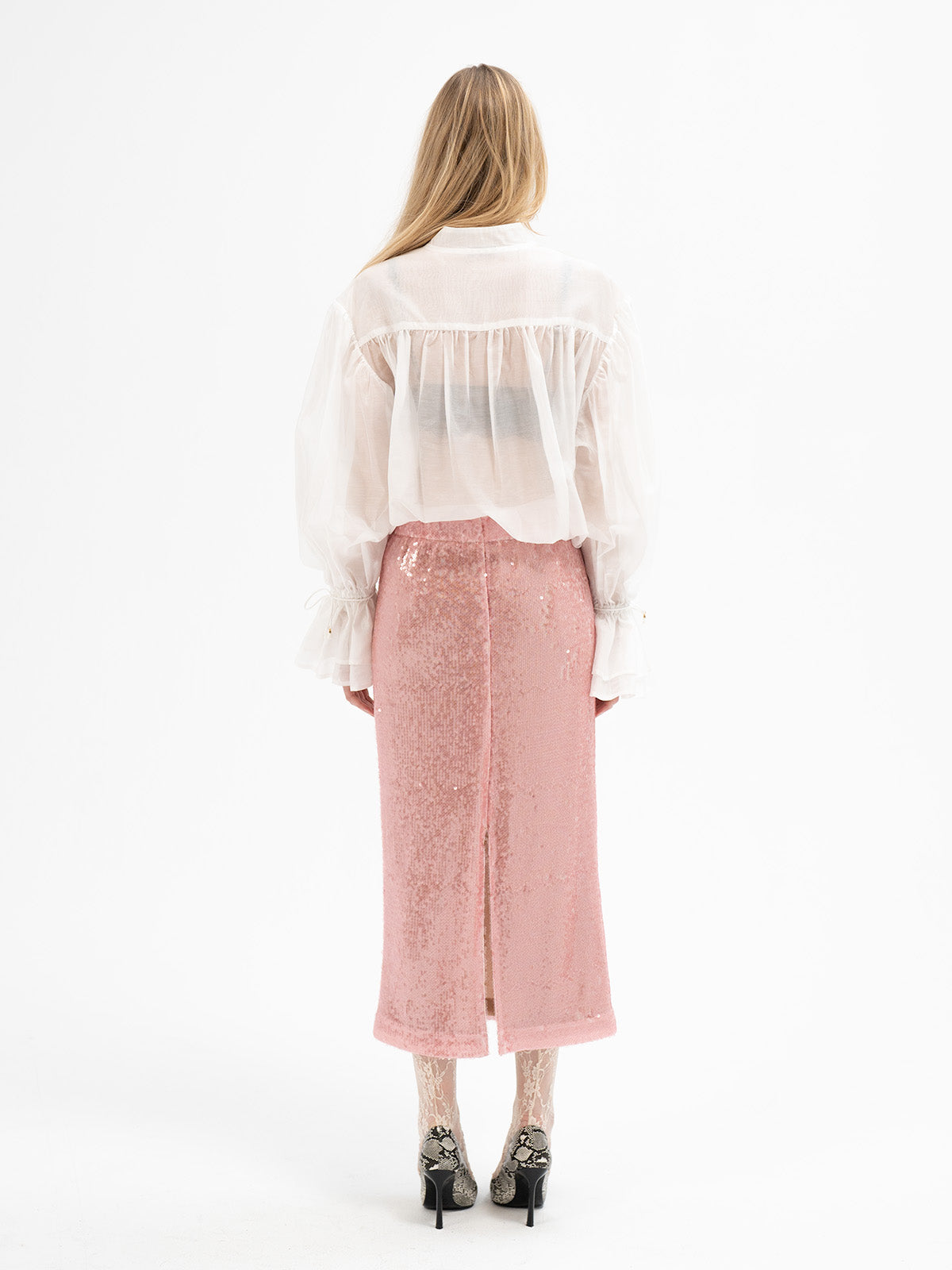 Sheer White Tie-Neck Blouse - Ingwaz Rune