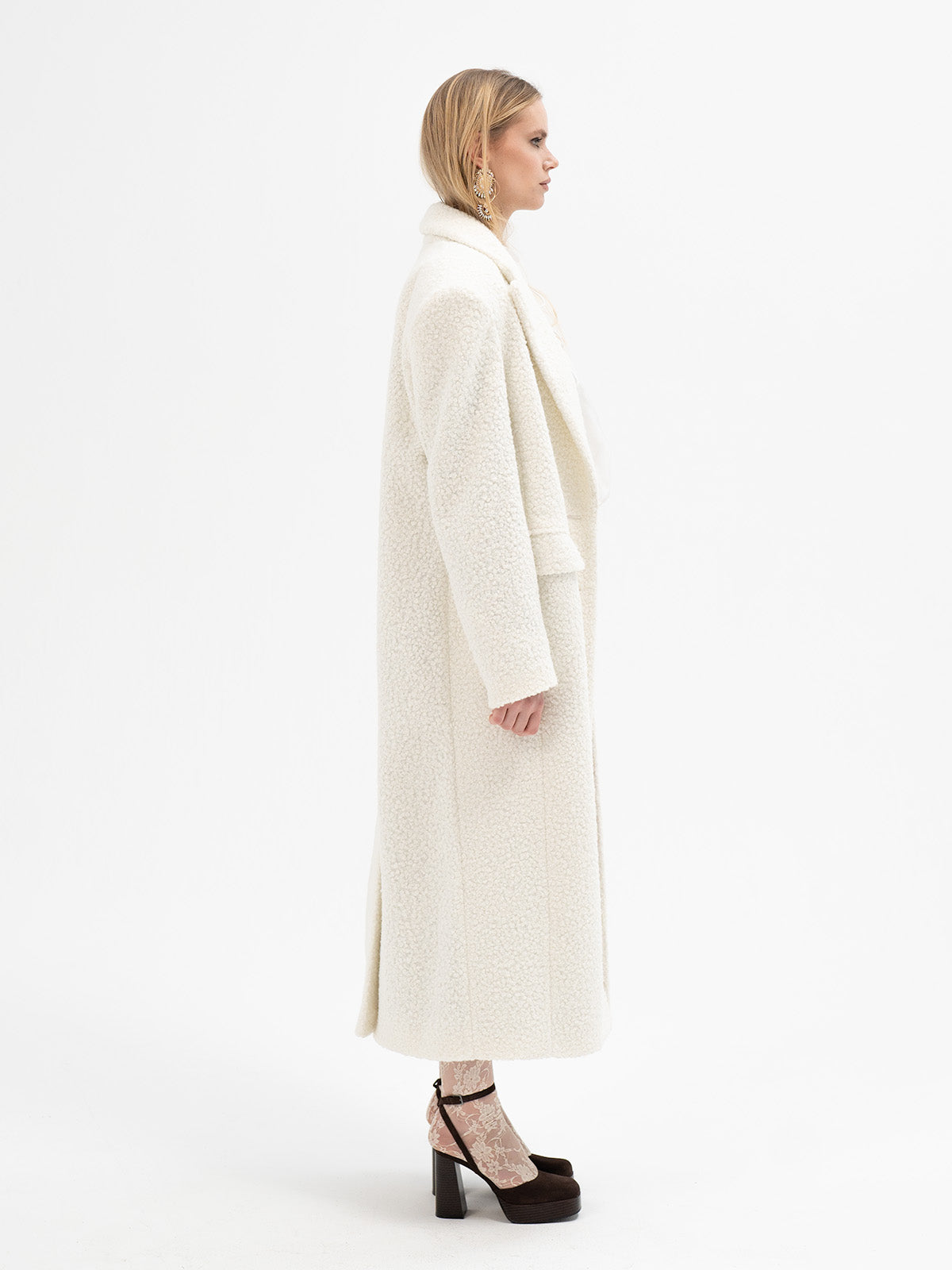Long Textured Coat with Patterned Lining - Isa Rune