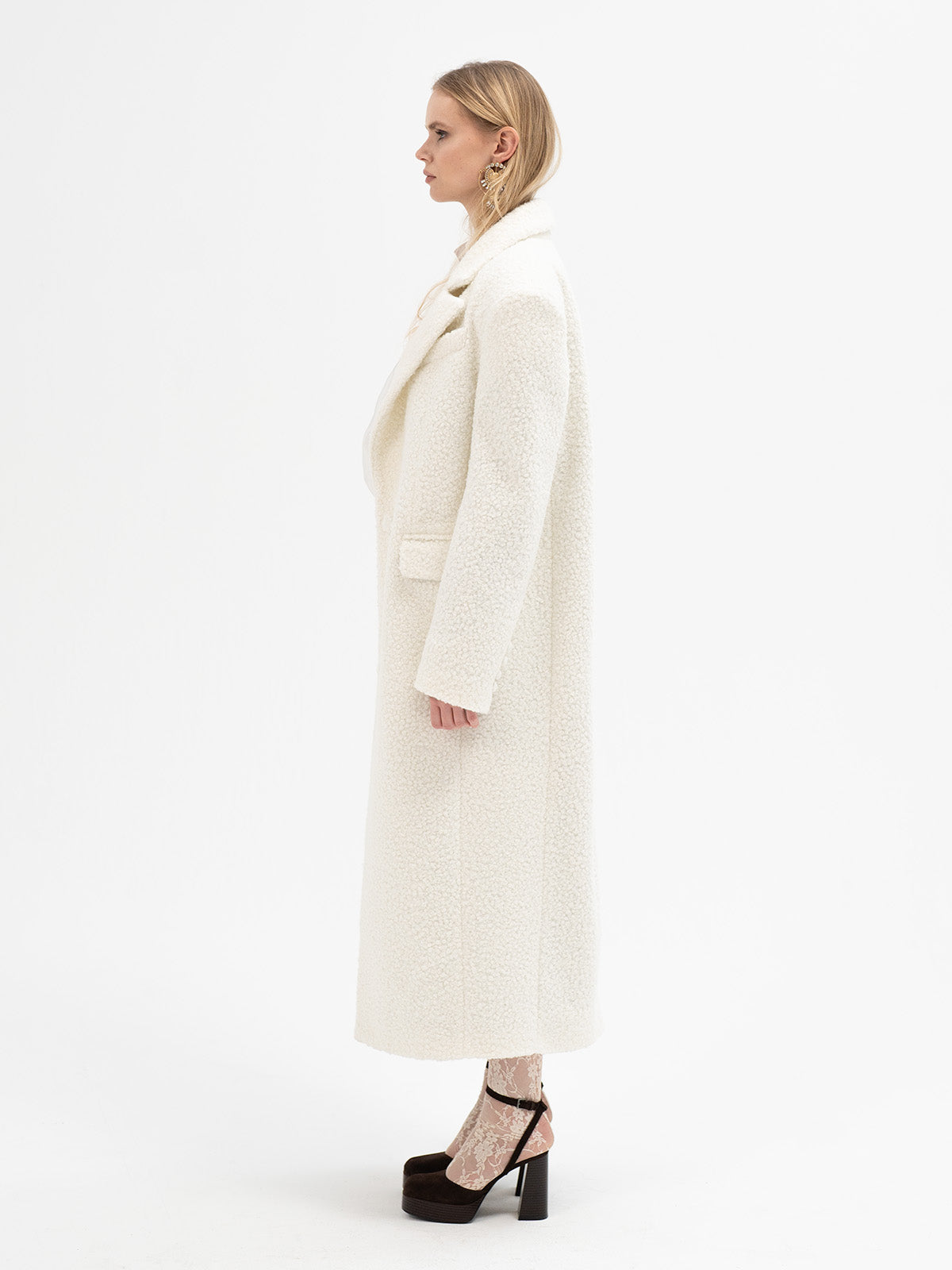 Long Textured Coat with Patterned Lining - Isa Rune