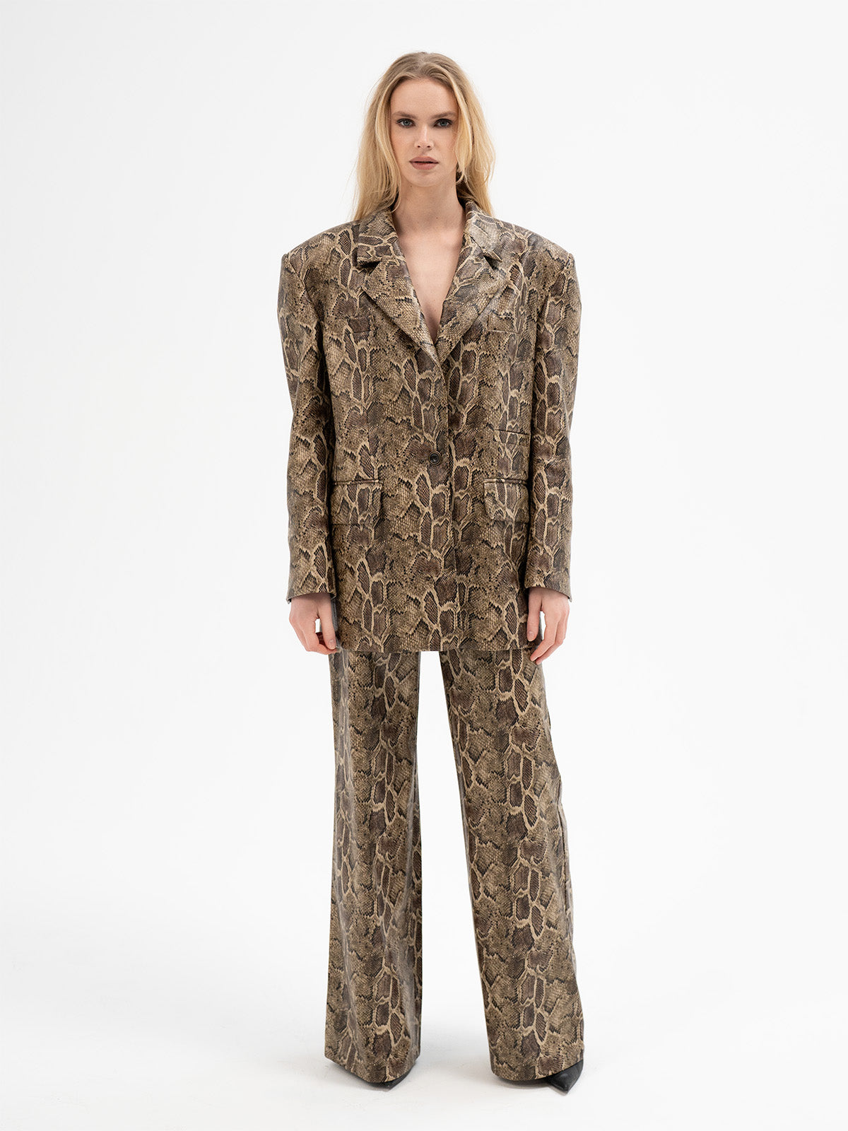 Oversized Faux Leather Blazer - URUZ rune