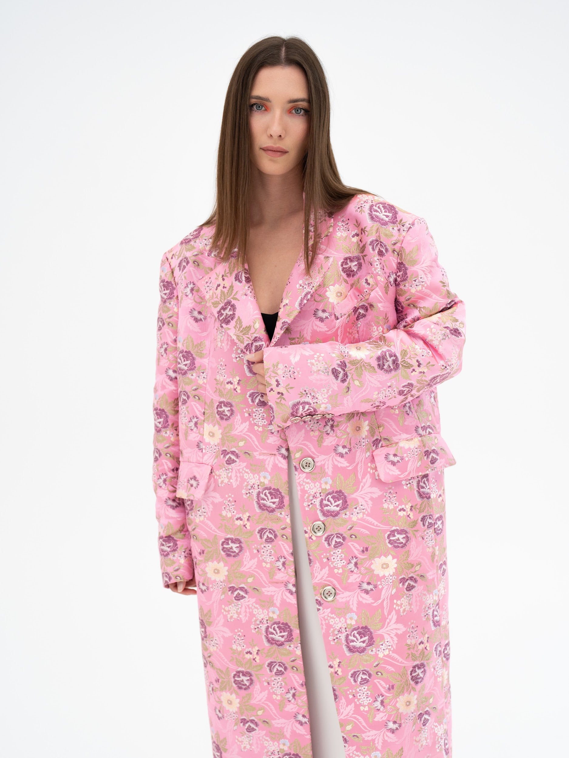 TSUBOMI PINK JACQUARD COAT