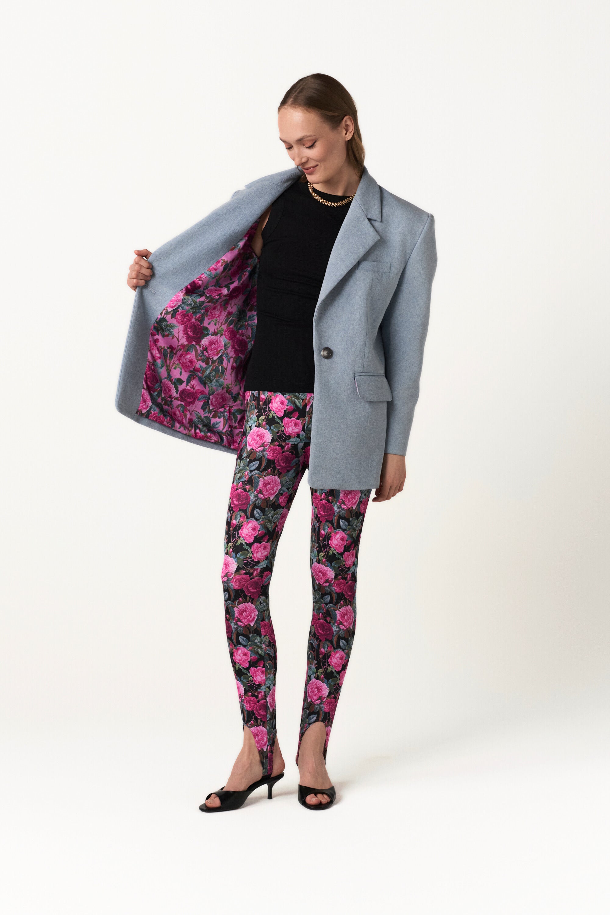 Floral Stretch Legging With Foot Strap - Nightbloom