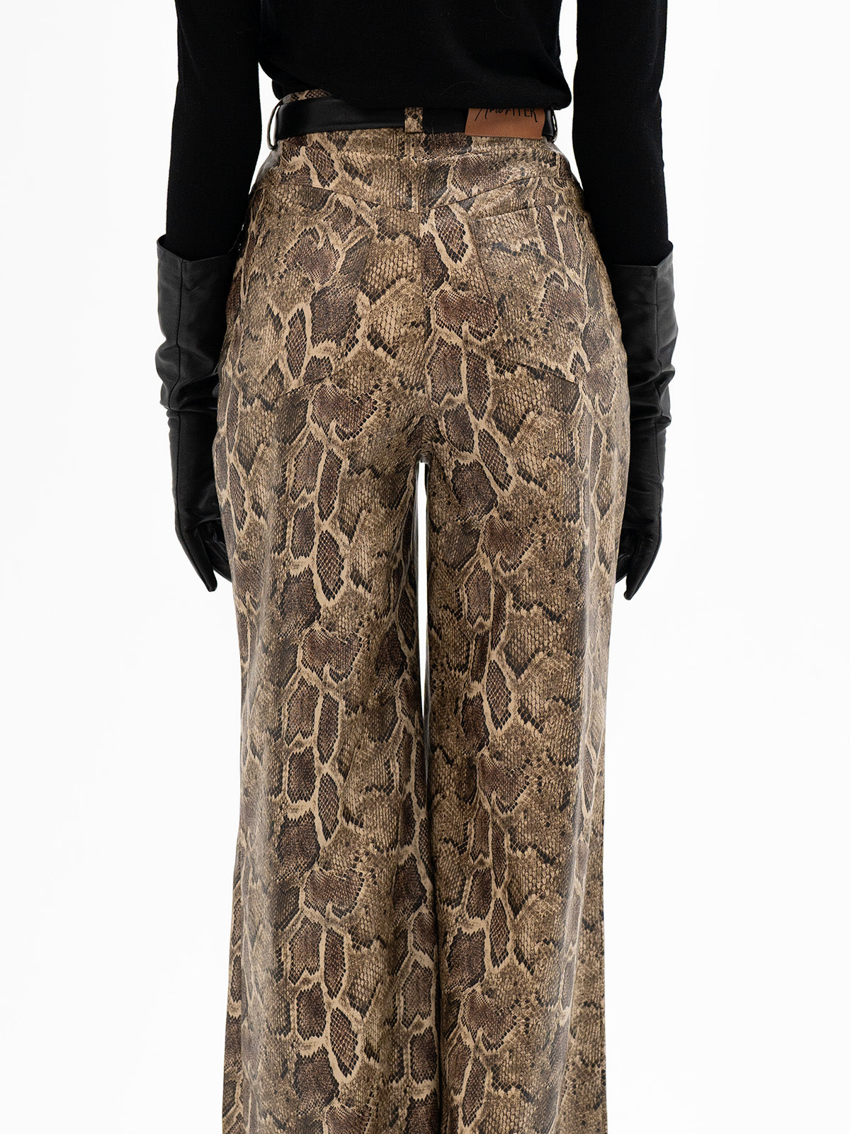 High-Waisted Faux Leather Trousers - Eihwaz Rune