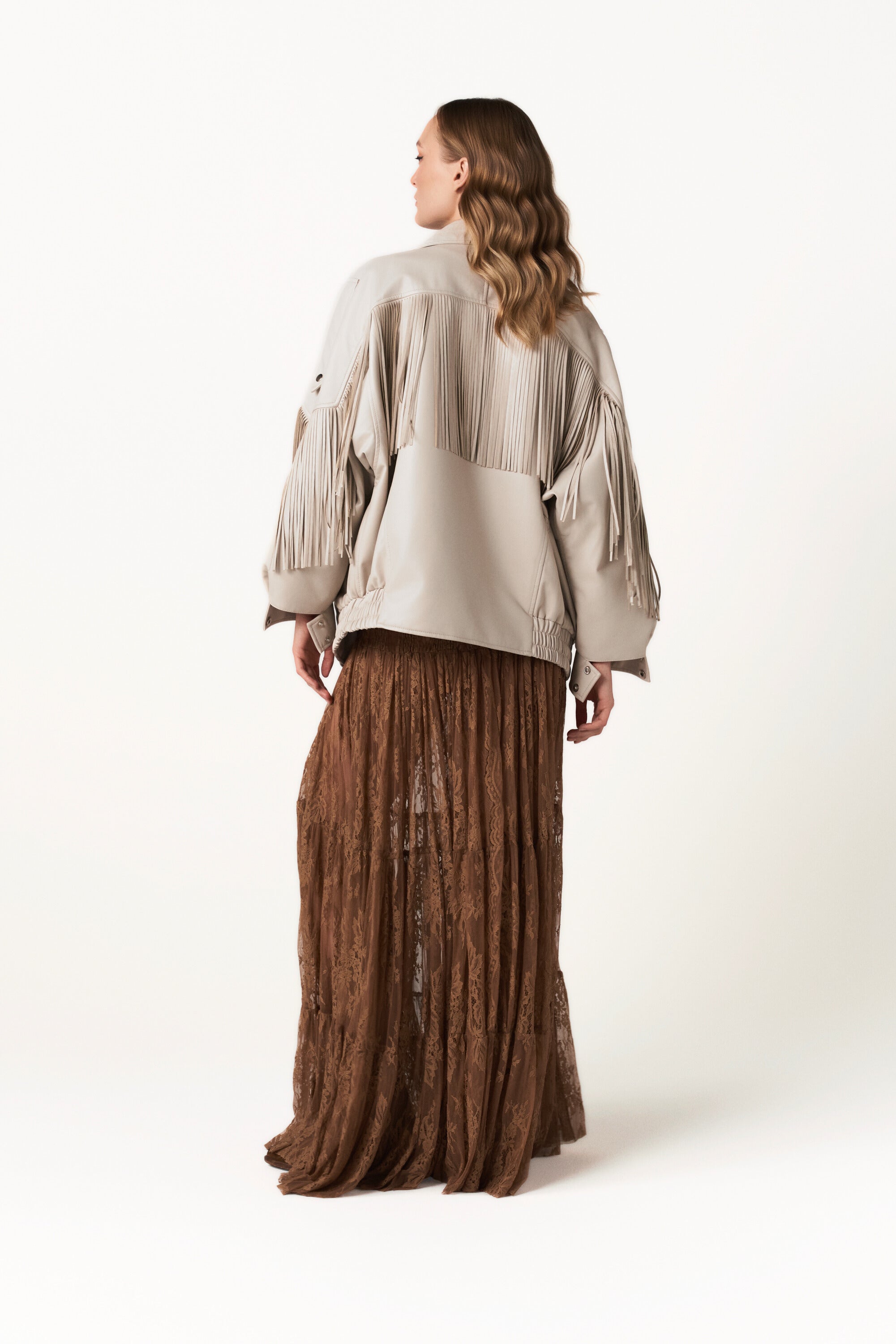 Fringed Faux Leather Bomber with Floral Lining - The Secret Bloom