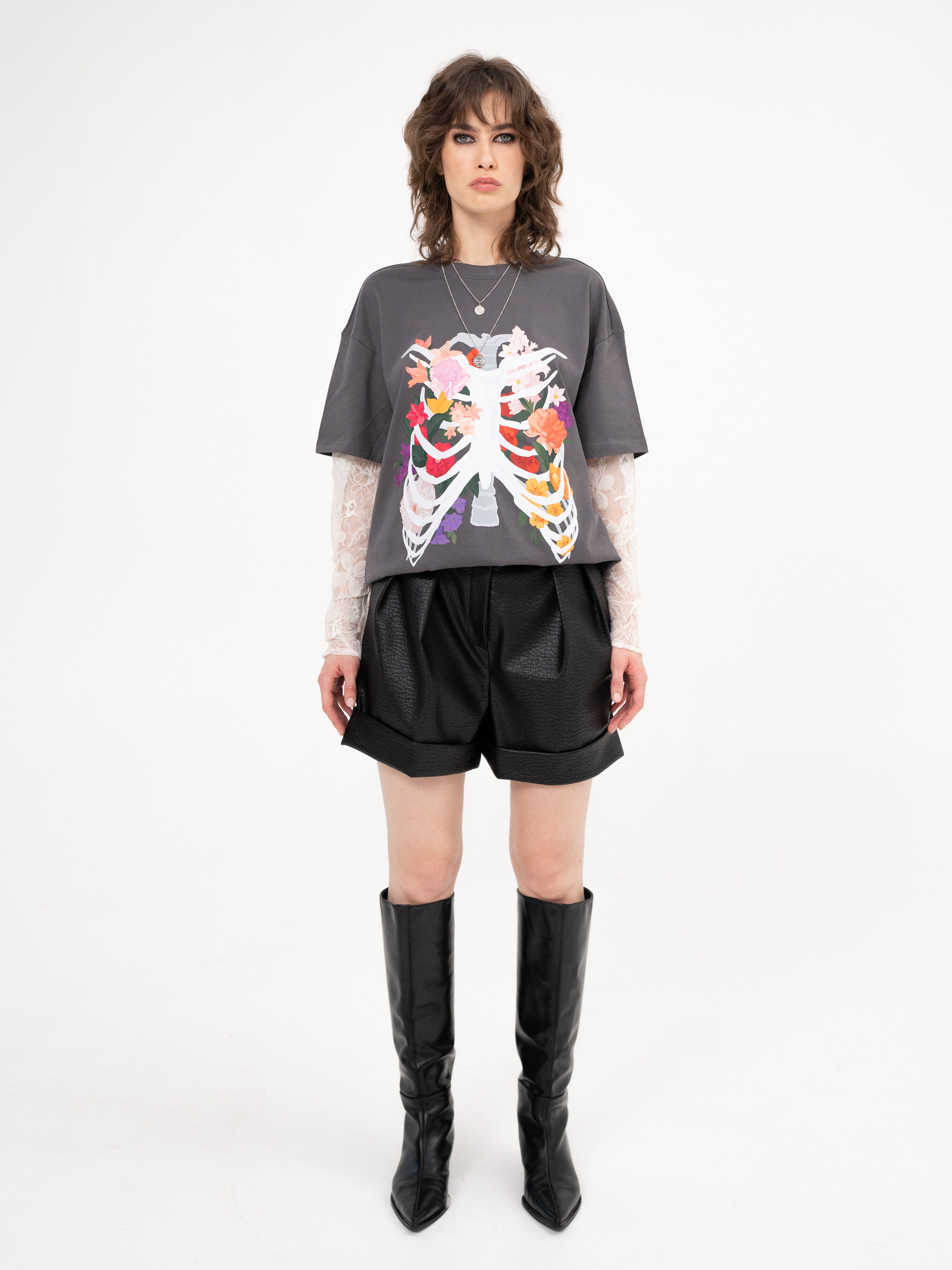 T-shirt with under-layer lace  long sleeves - LAST CALL TO BREATHE