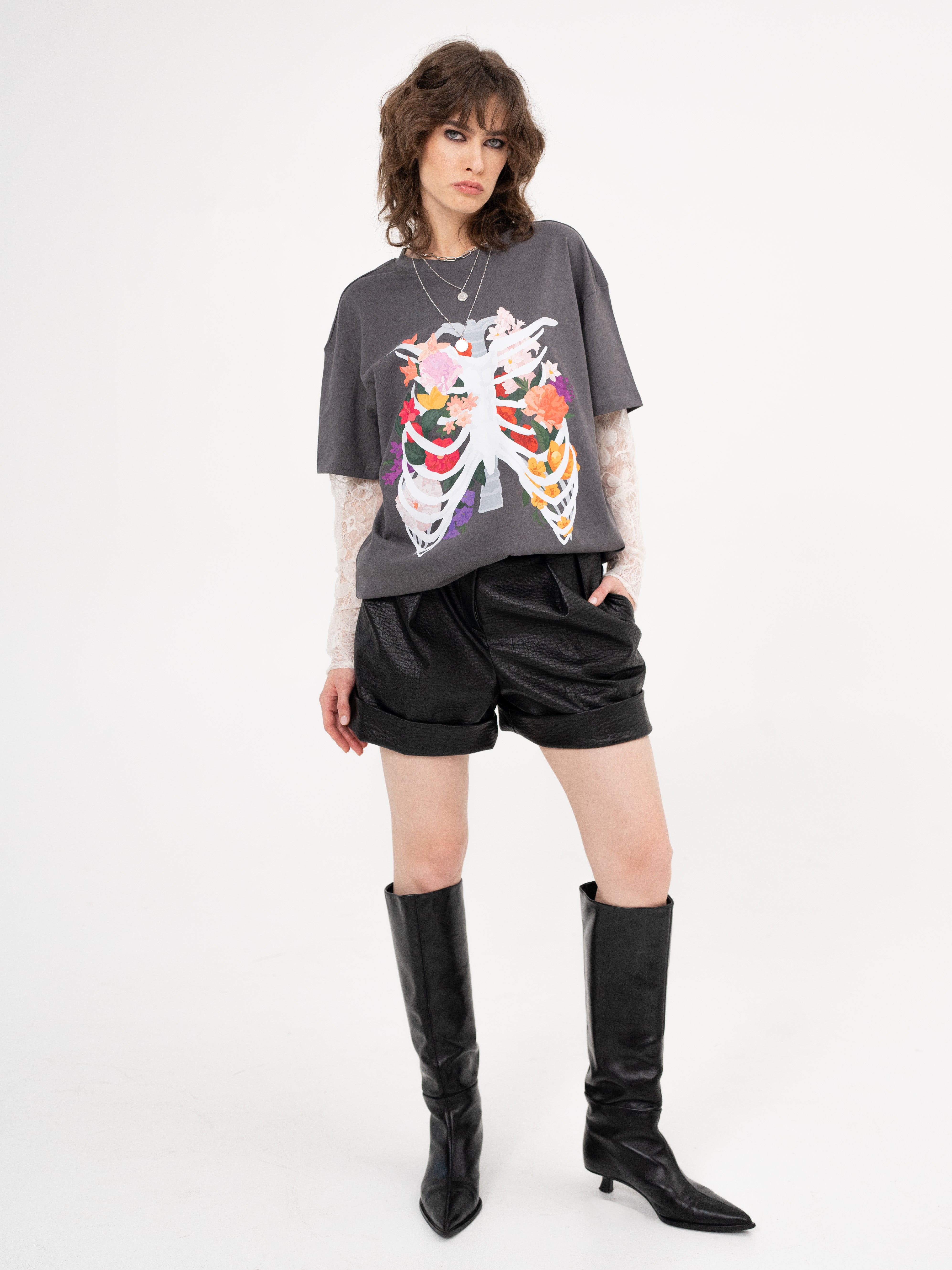 T-shirt with under-layer lace long sleeves - LAST CALL TO BREATHE