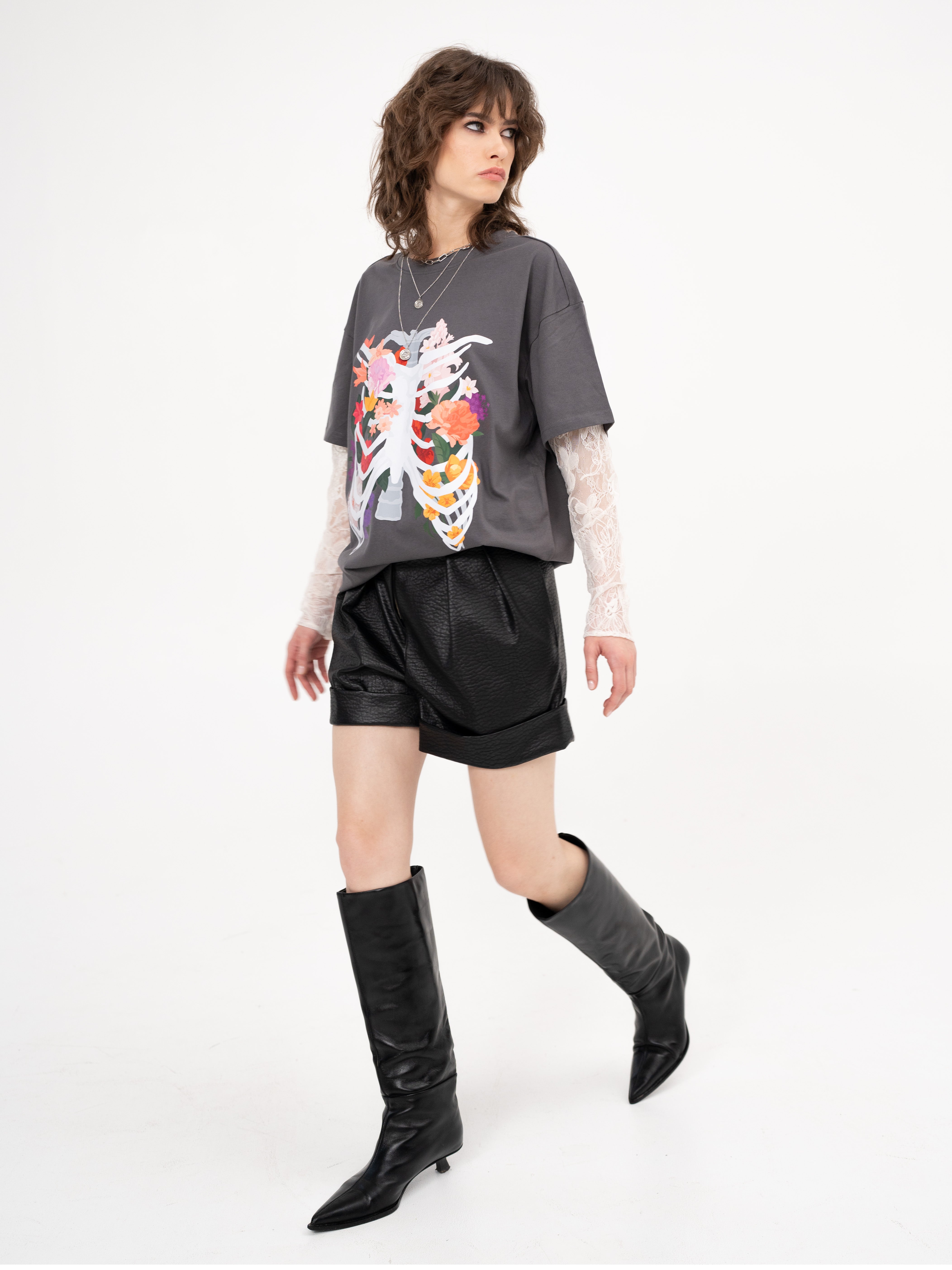 T-shirt with under-layer lace long sleeves - LAST CALL TO BREATHE