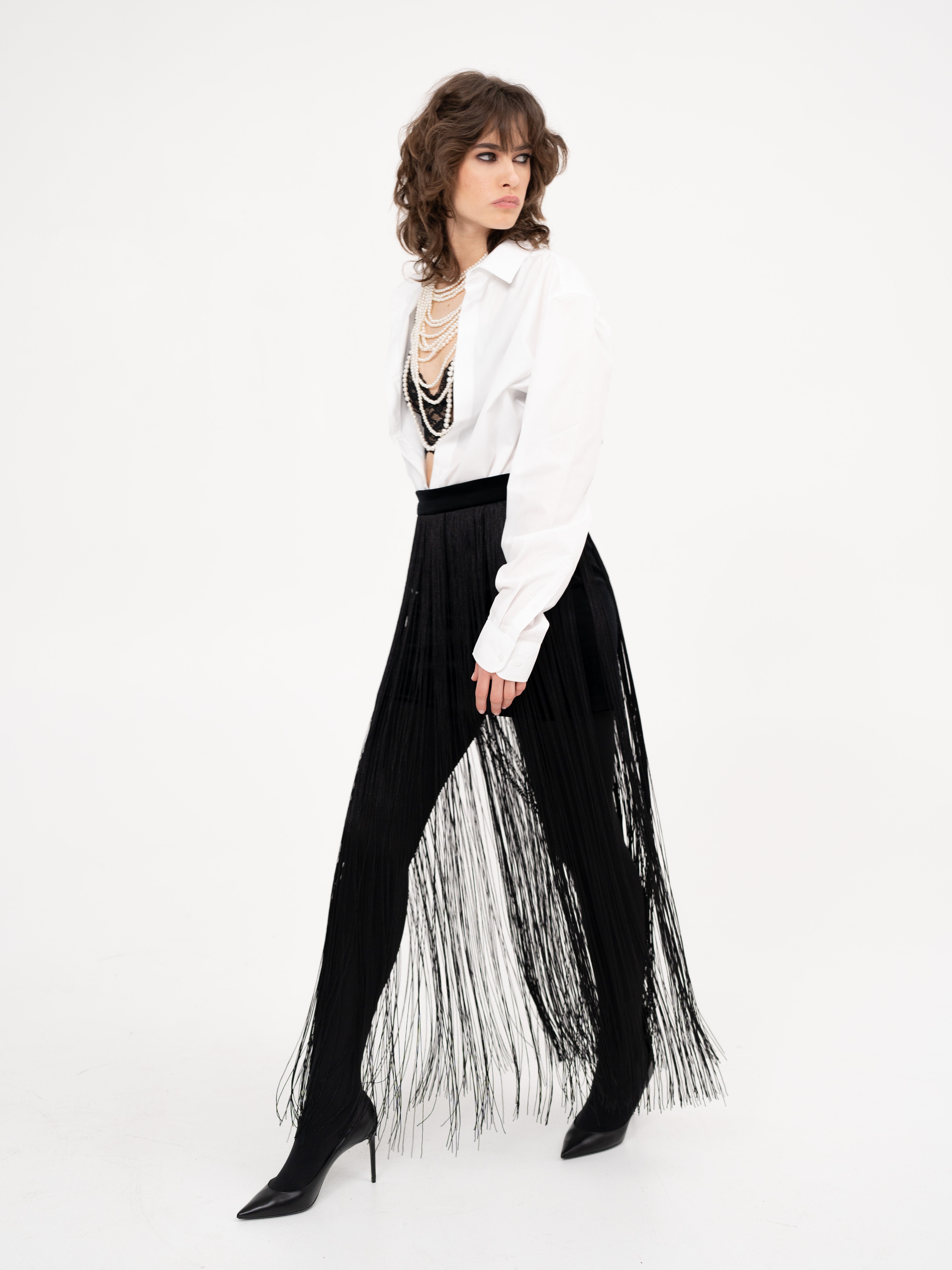 Long tassel skirt in black - Just try