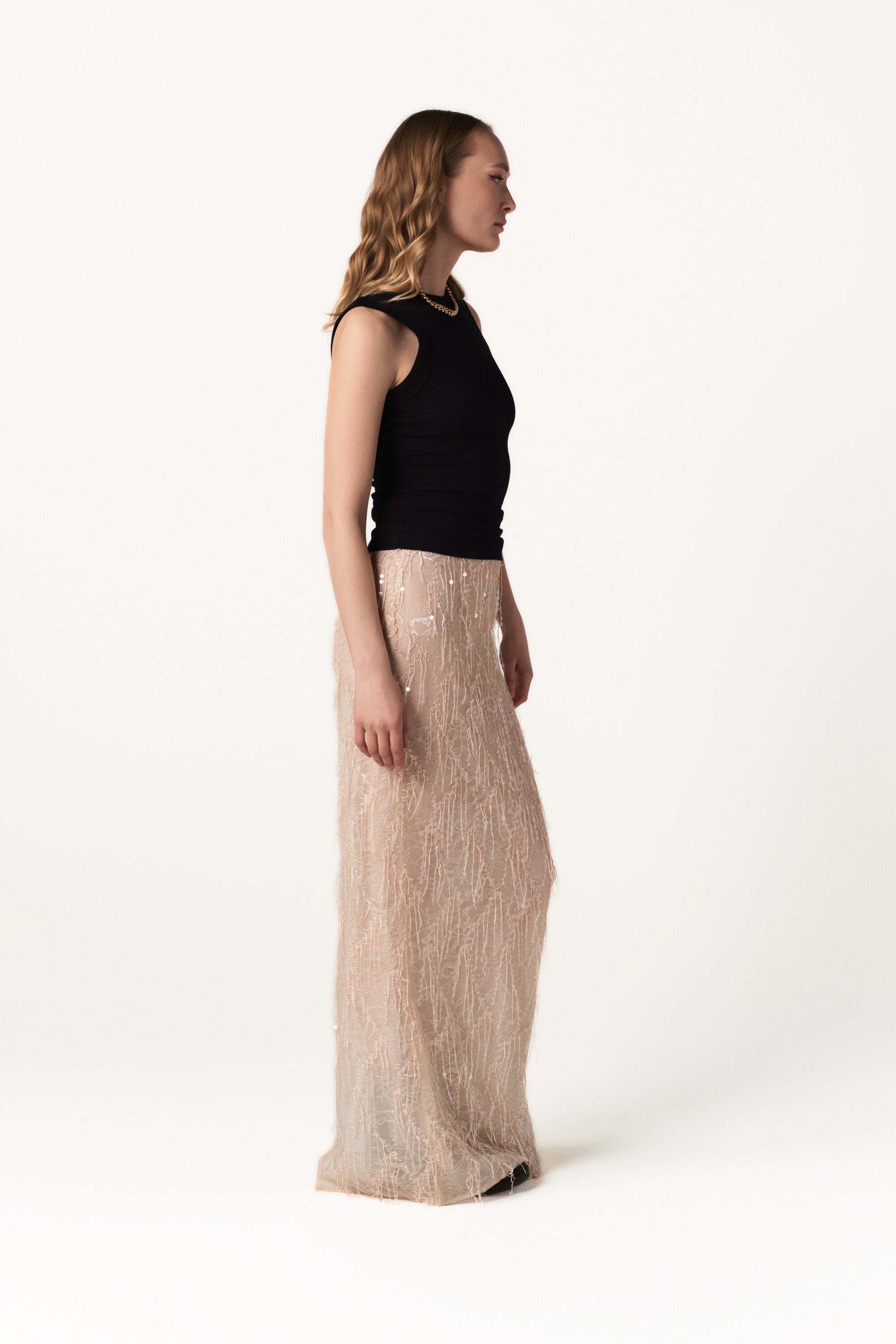 Sequined Maxi Skirt - Whisper Light