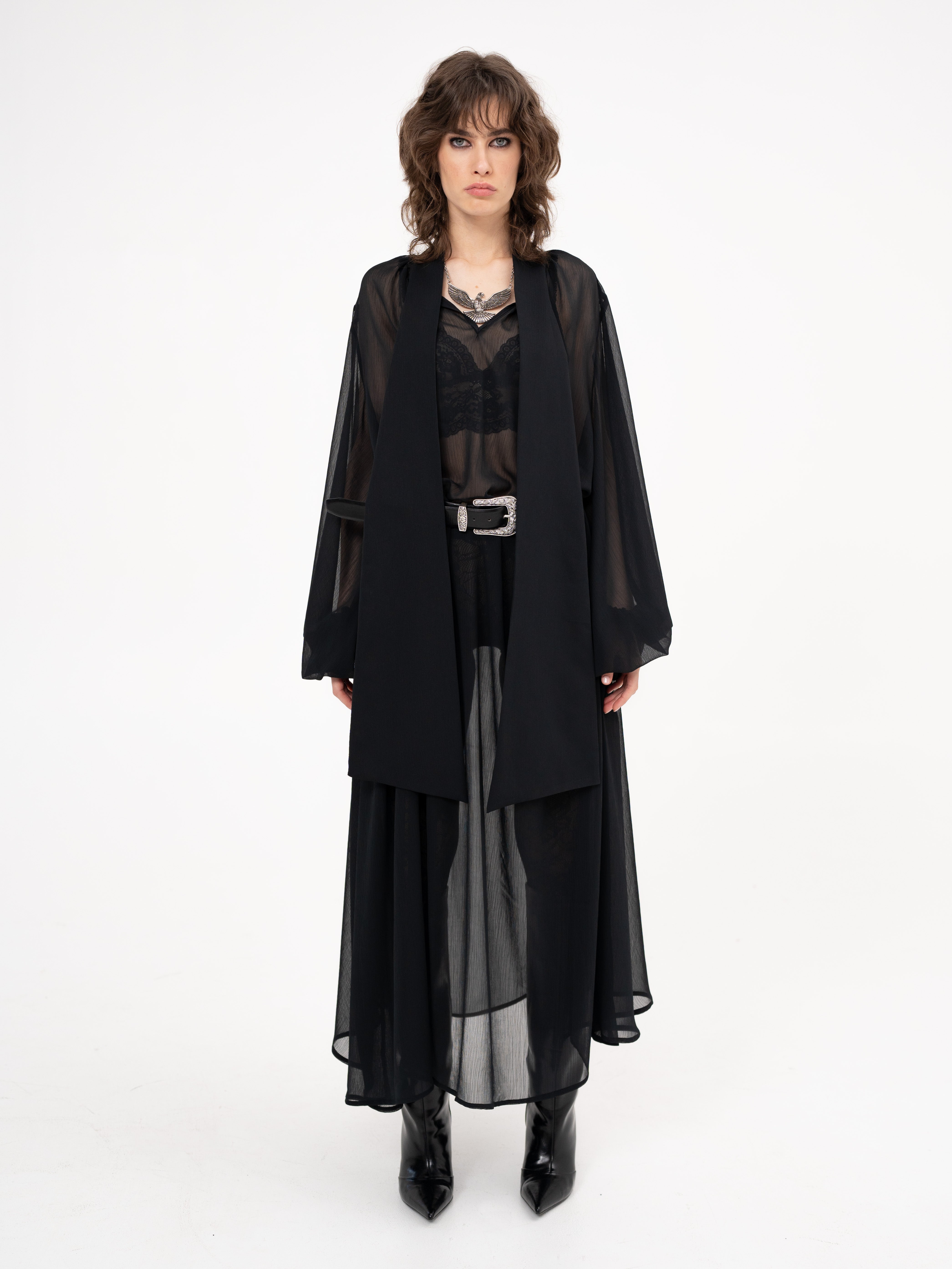 Pussy bow chiffon dress - Ghost town