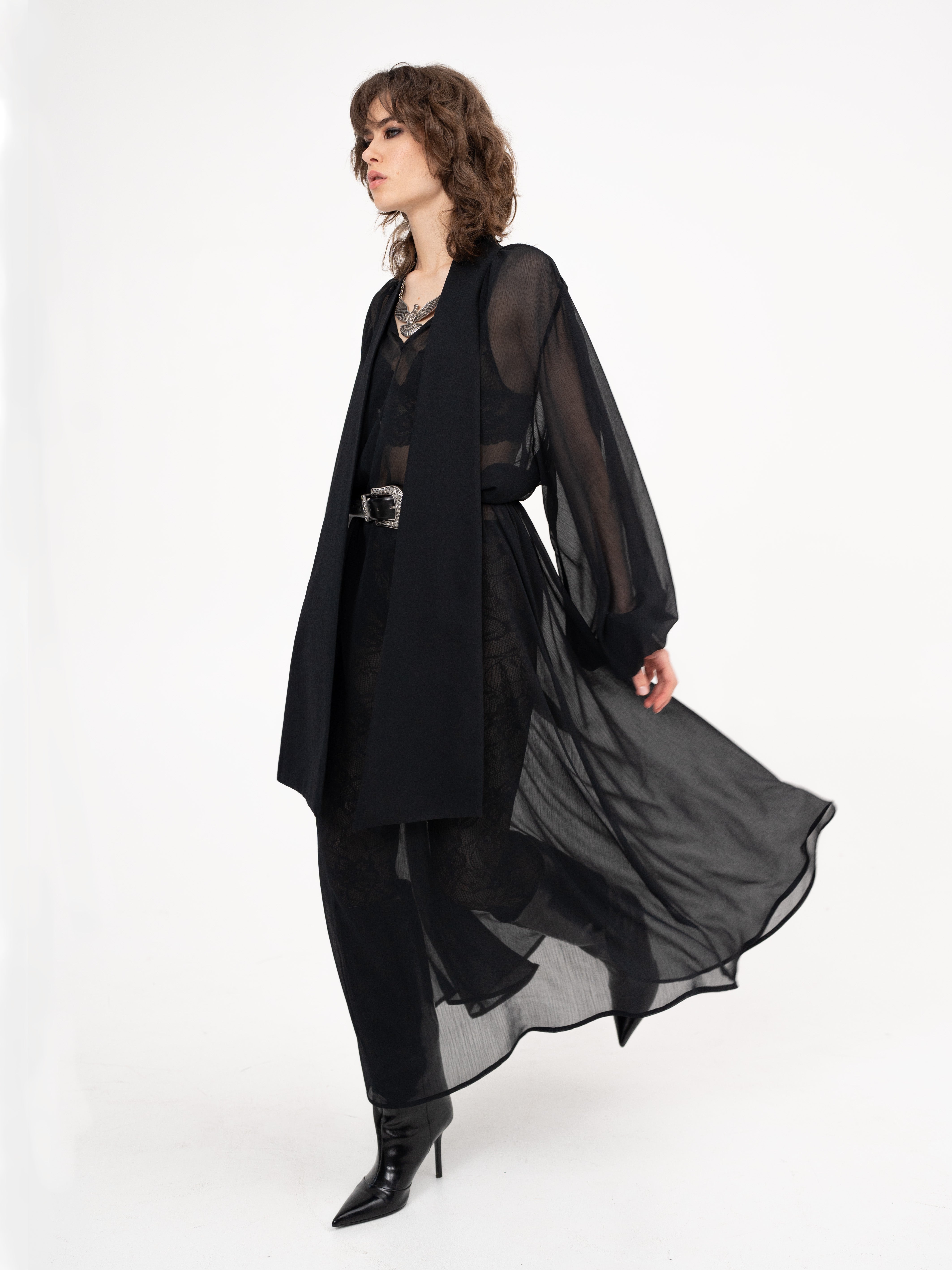 Pussy bow chiffon dress - Ghost town