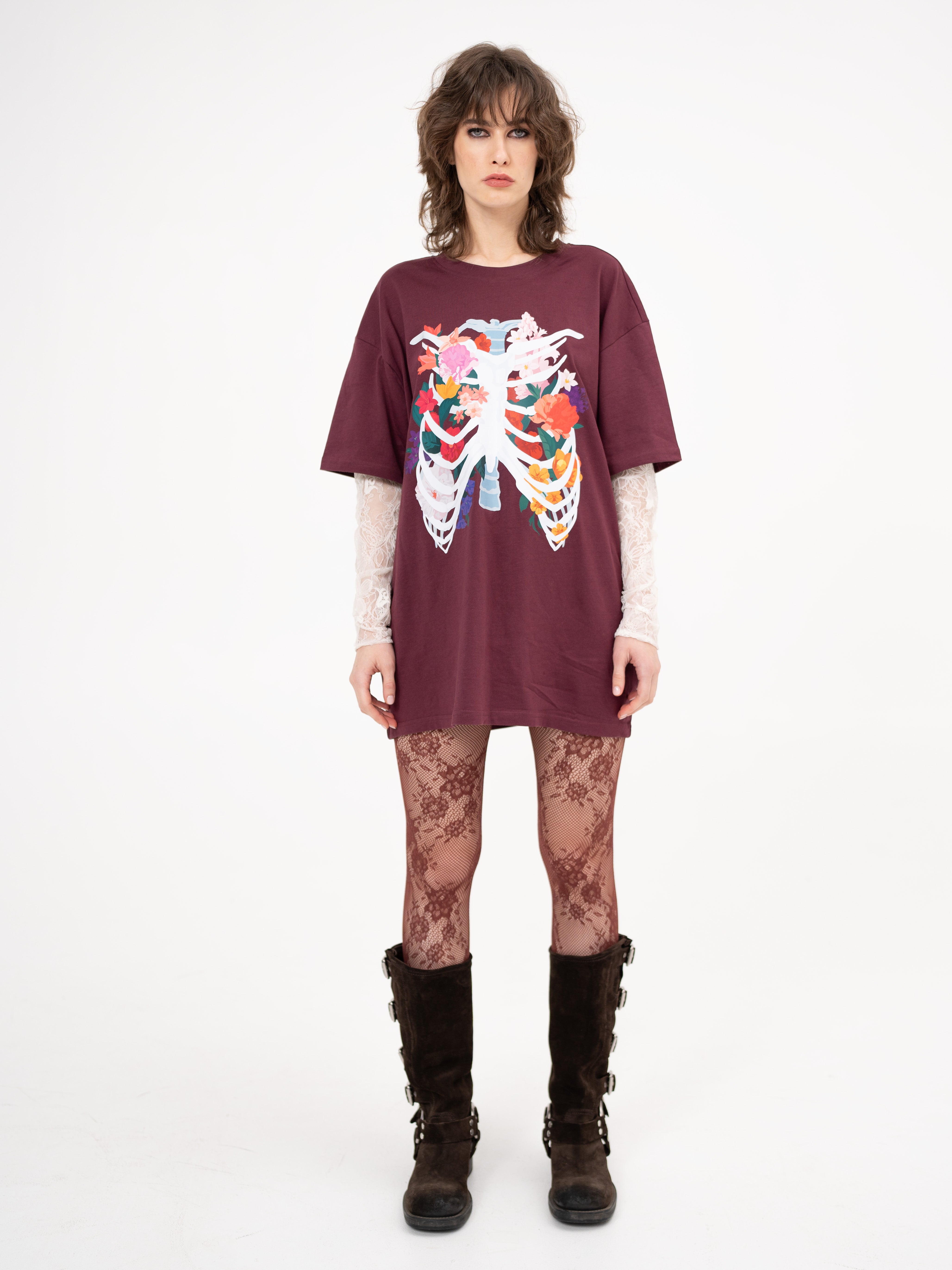 T-shirt with under-layer lace  long sleeves - Comfort zone