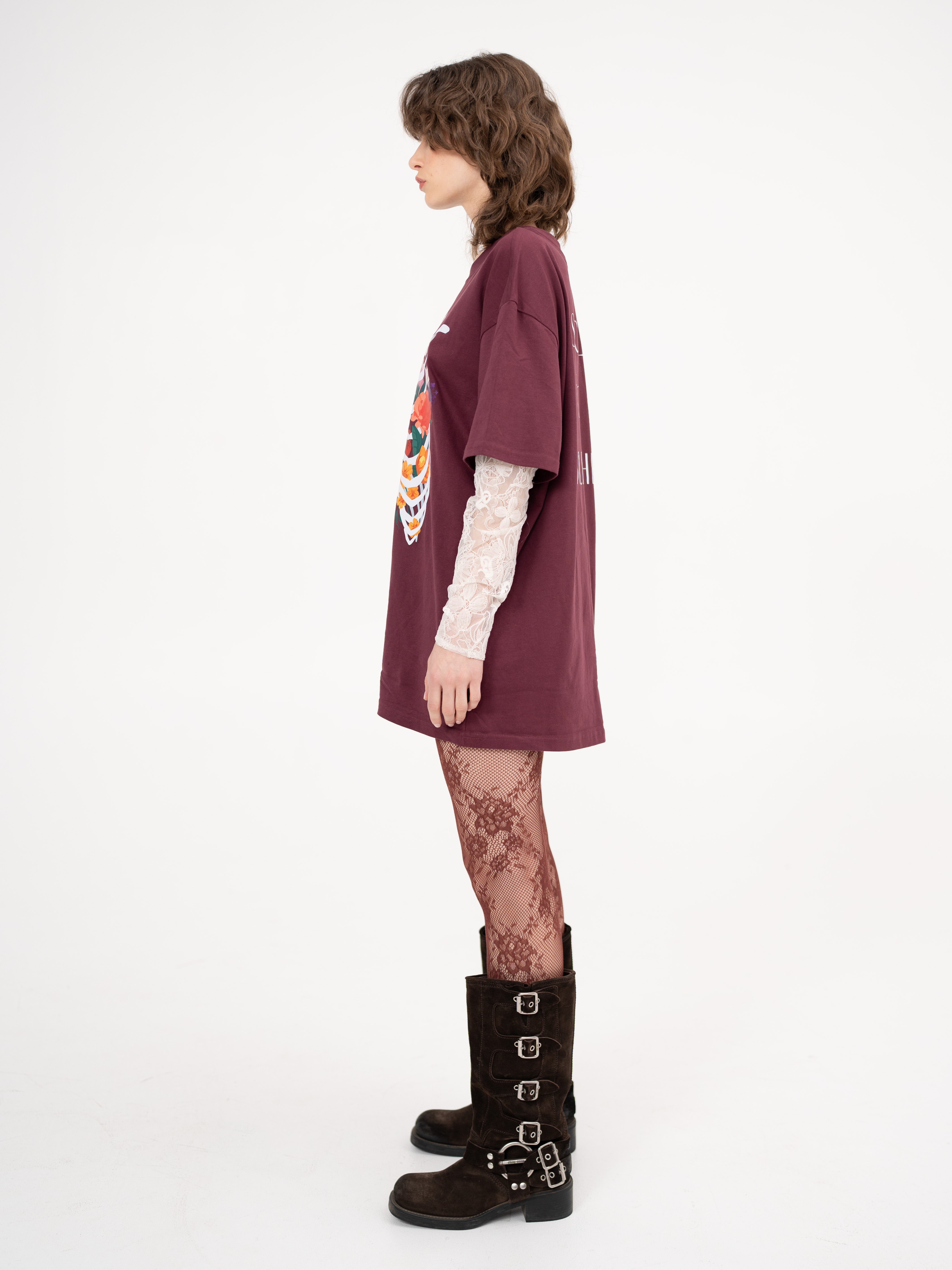 T-shirt with under-layer lace long sleeves - Comfort zone