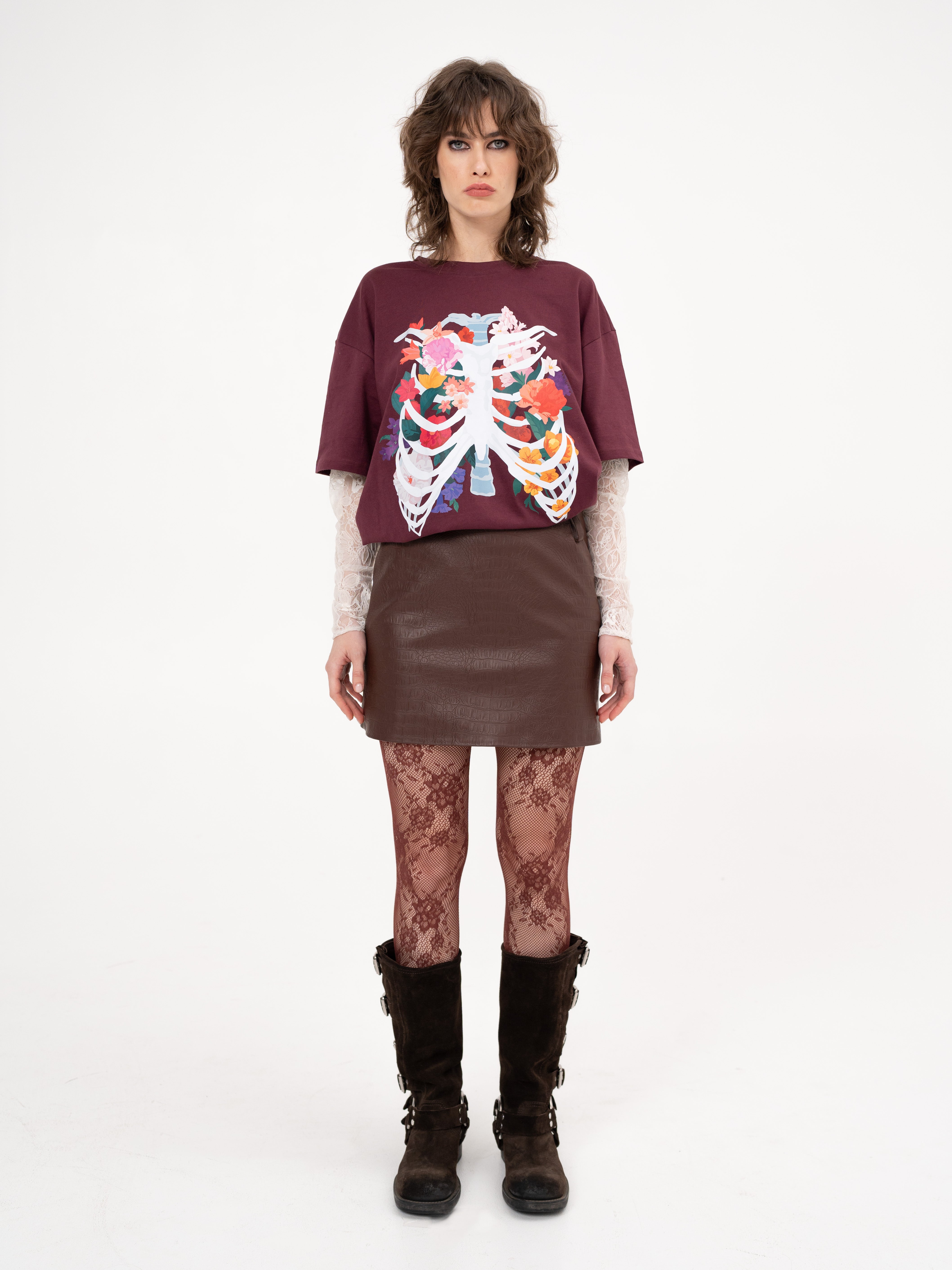 T-shirt with under-layer lace long sleeves - Comfort zone