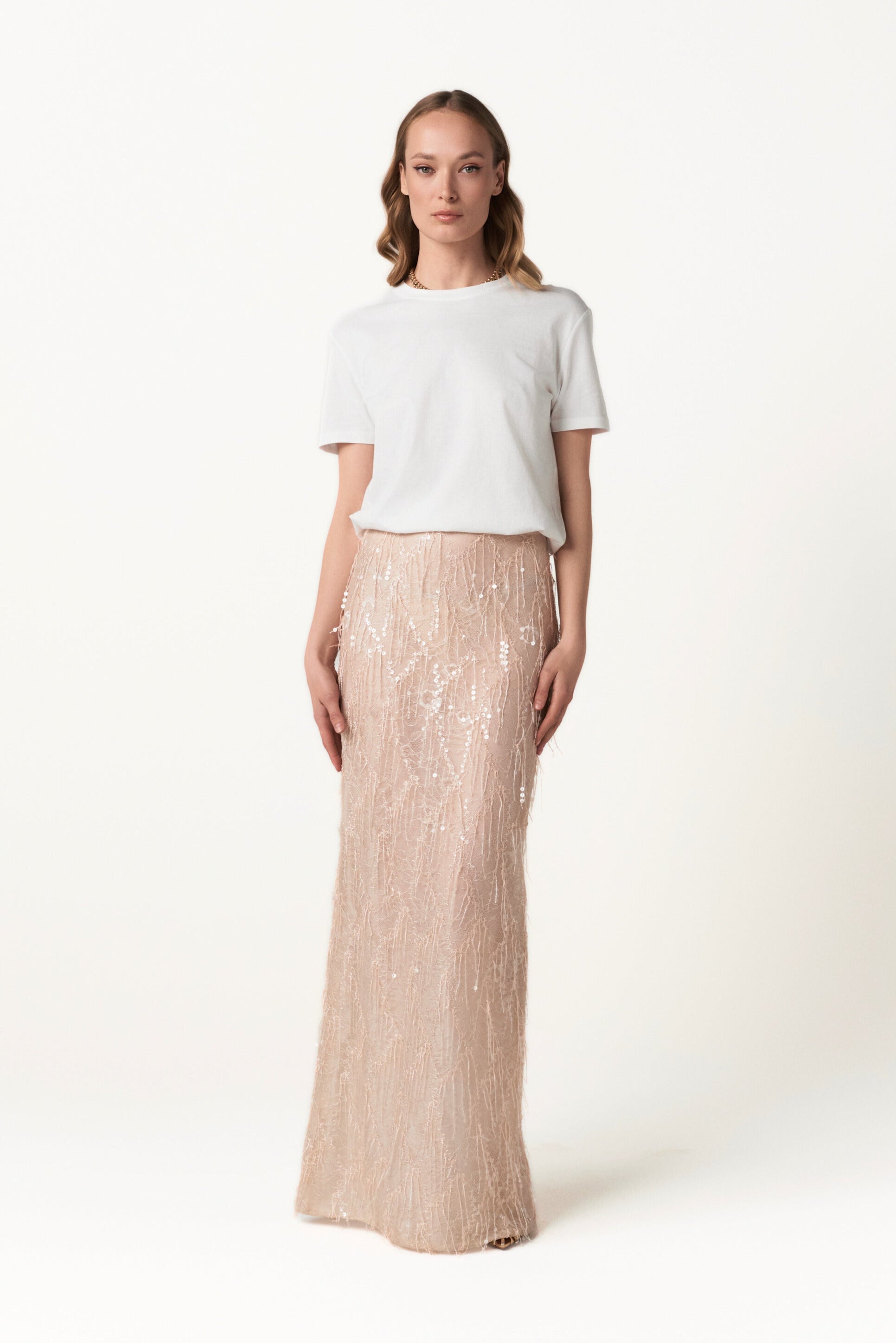 Sequined Maxi Skirt - Whisper Light