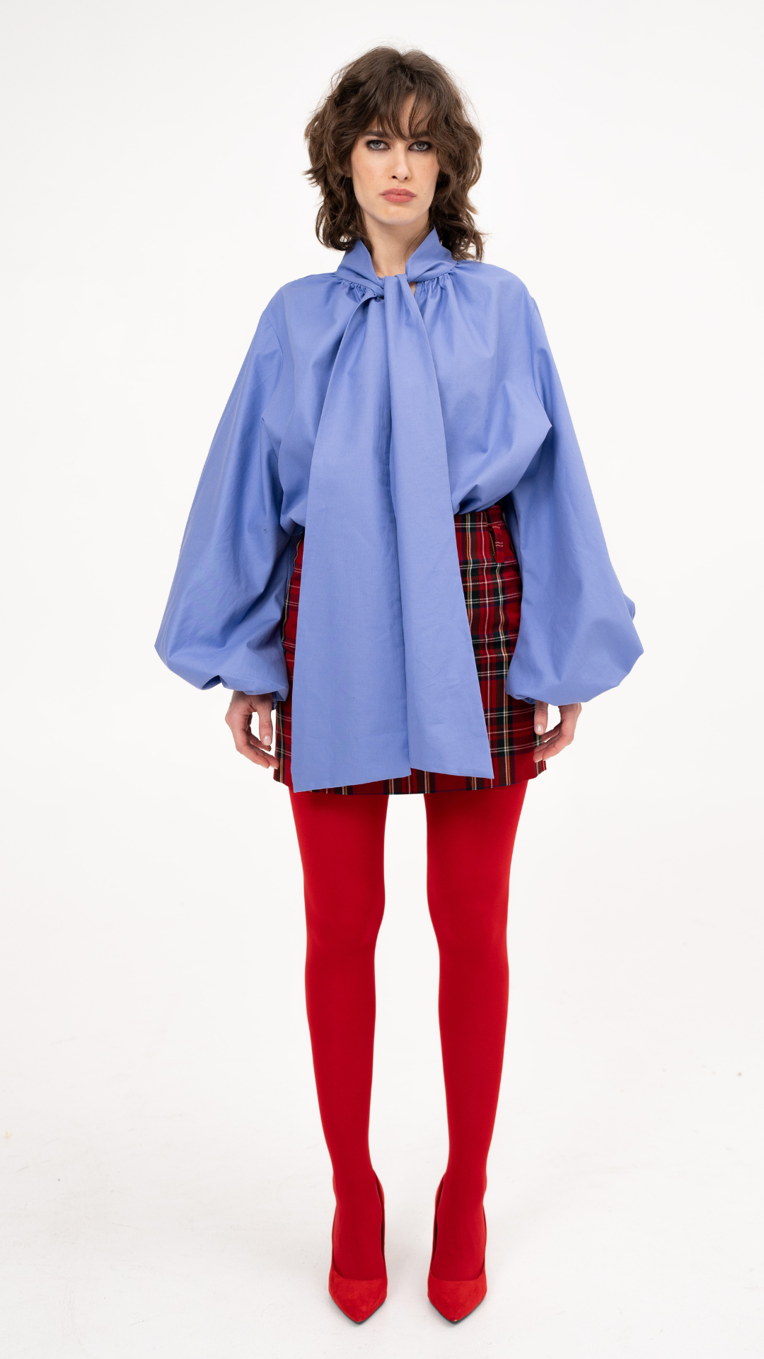 Pussy-bow shirt - Blue Sparrow