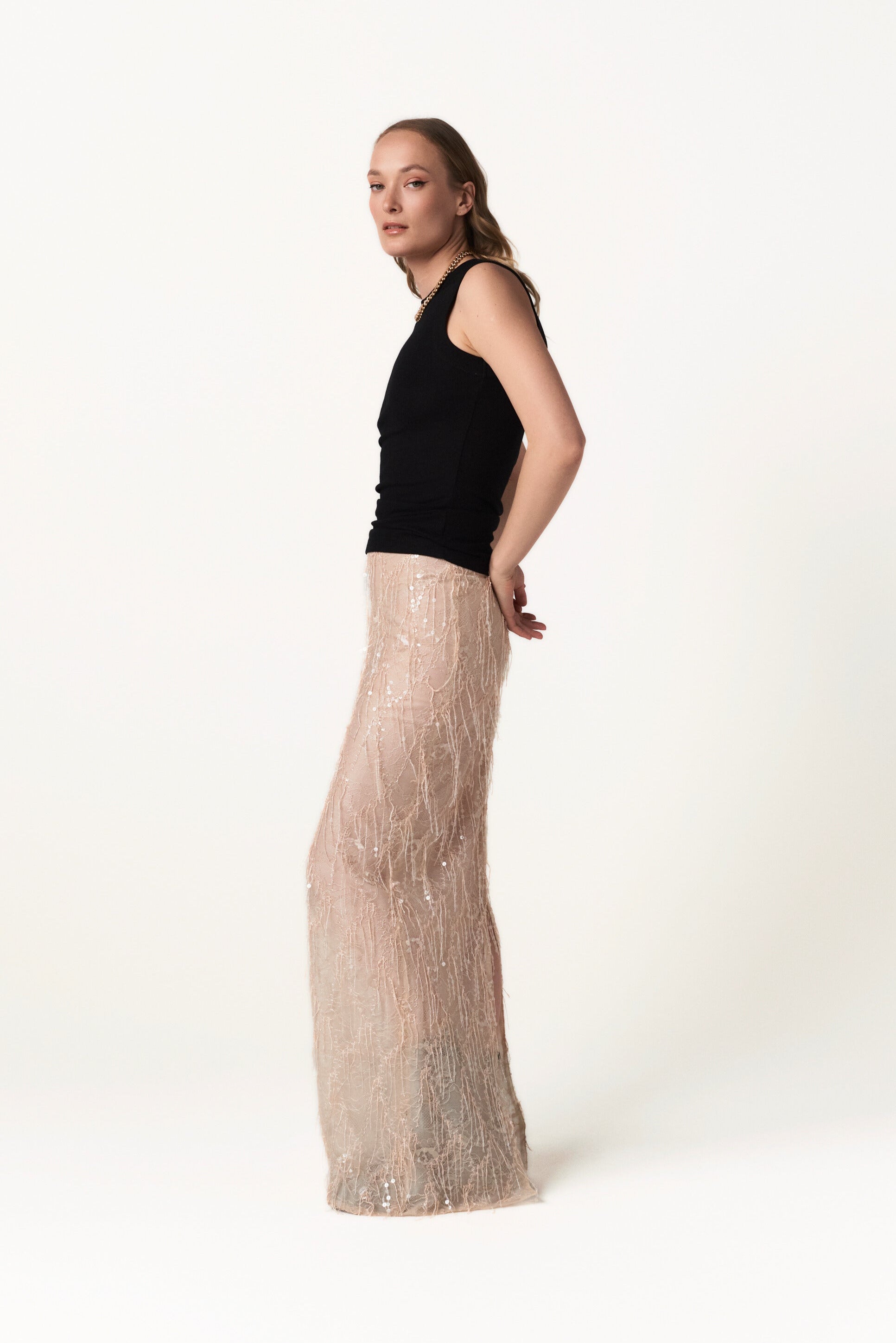 Sequined Maxi Skirt - Whisper Light