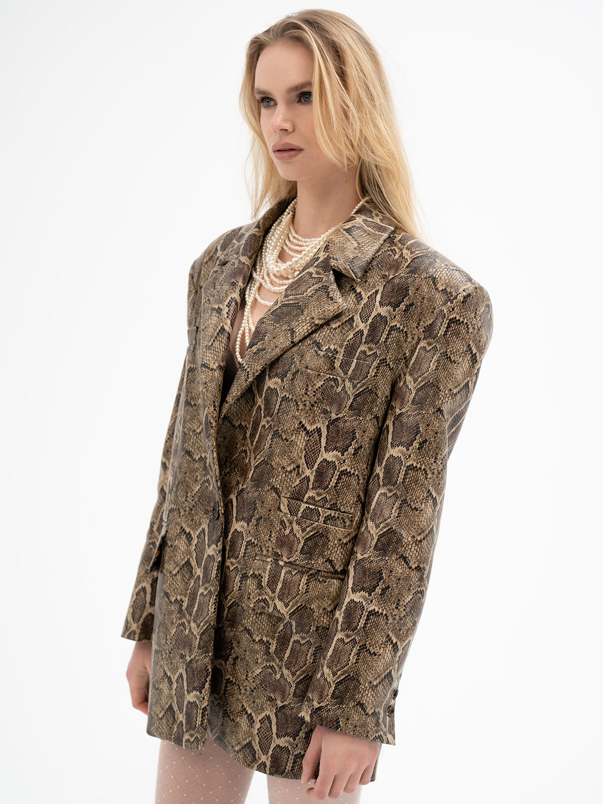 Oversized Faux Leather Blazer - URUZ rune