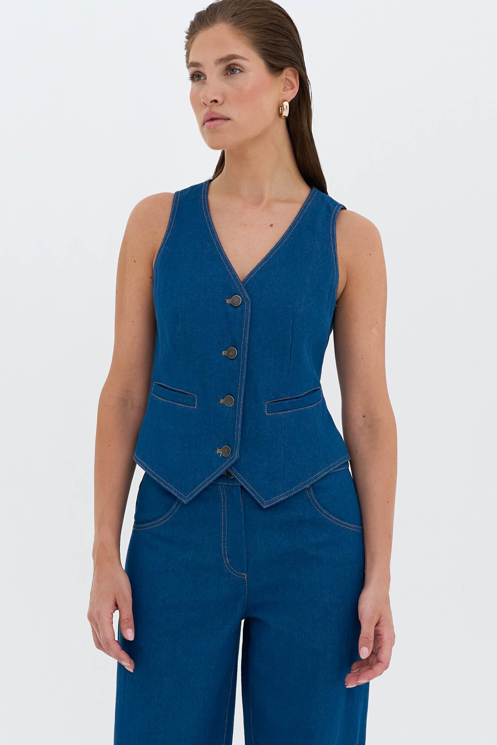 Elegant Denim Waistcoat “Voyage”