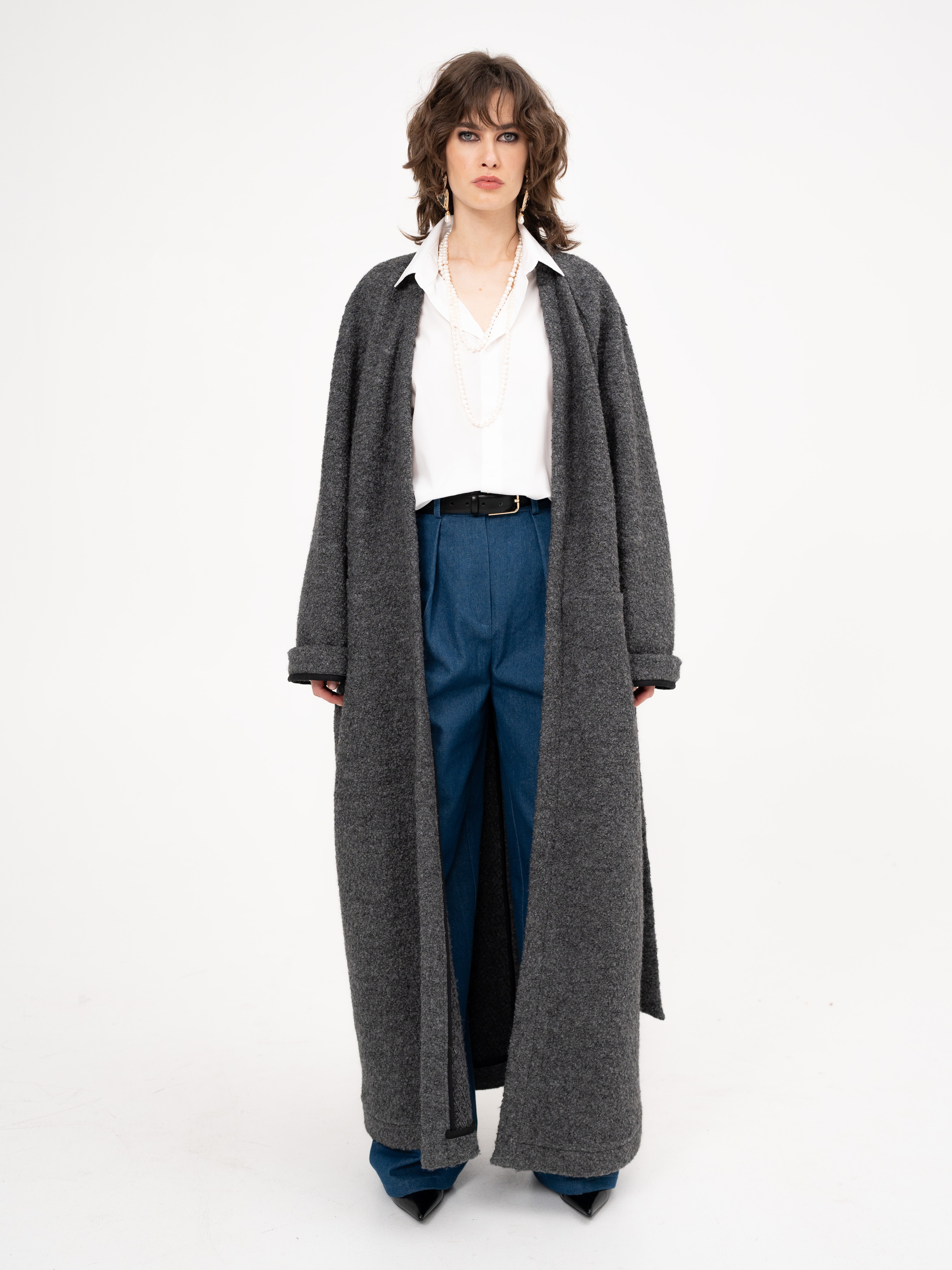 Wool Maxi Long Coat in Grey - 50 shades of grey