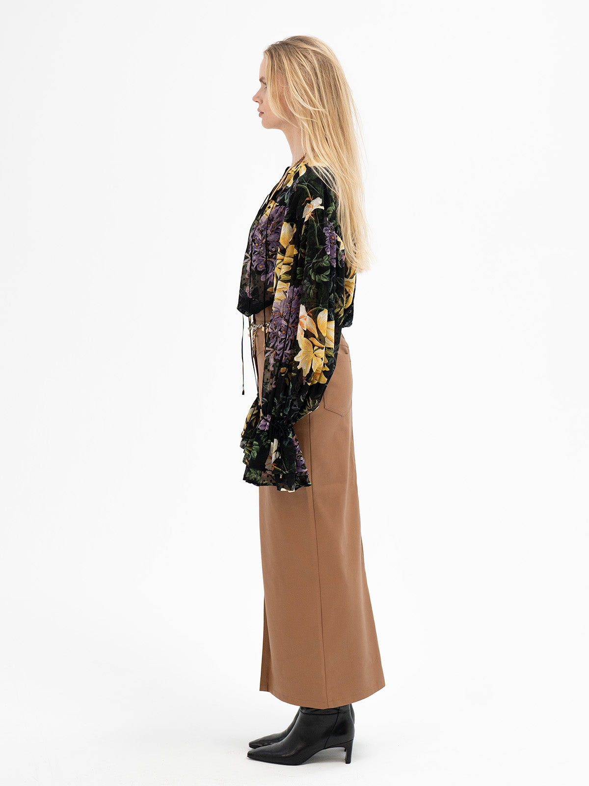 Faux Leather Midi Skirt - Gebo Rune