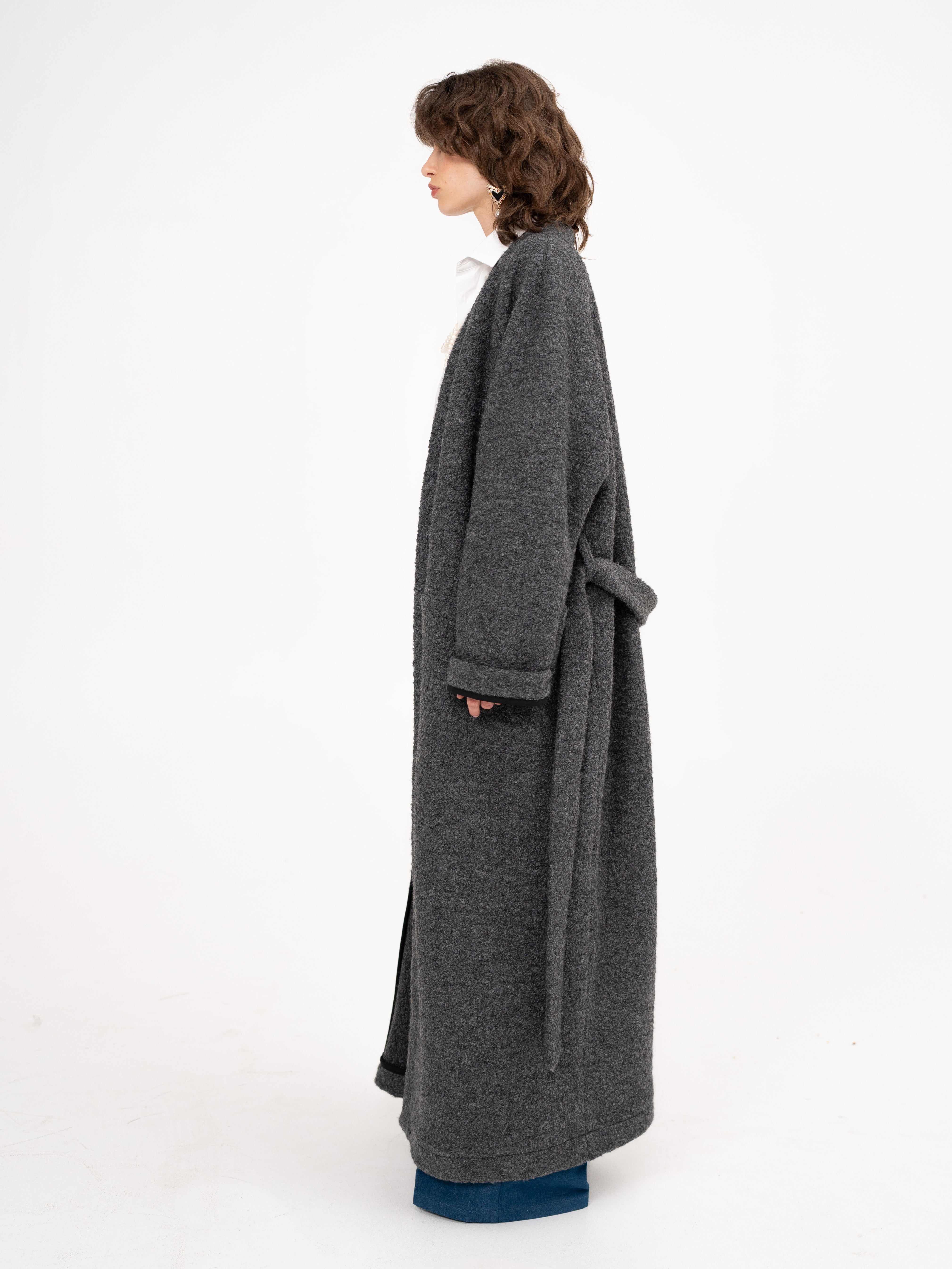 Wool Maxi Long Coat in Grey - 50 shades of grey