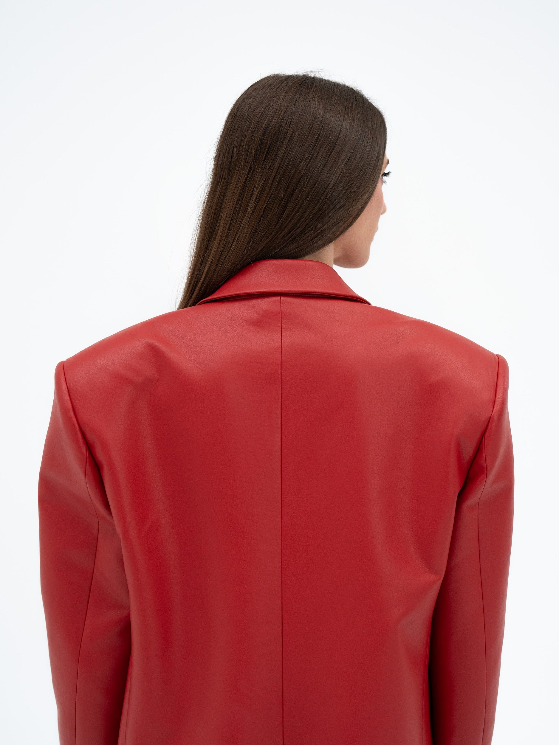 KAEN RED FAUX OVERSIZED BLAZER