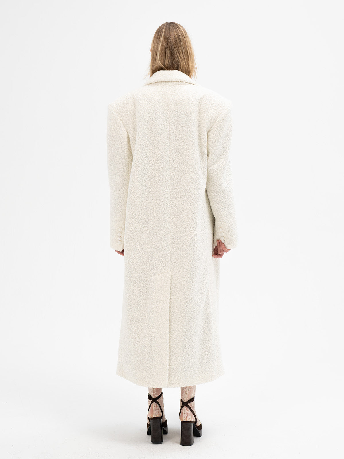 Long Textured Coat with Patterned Lining - Isa Rune