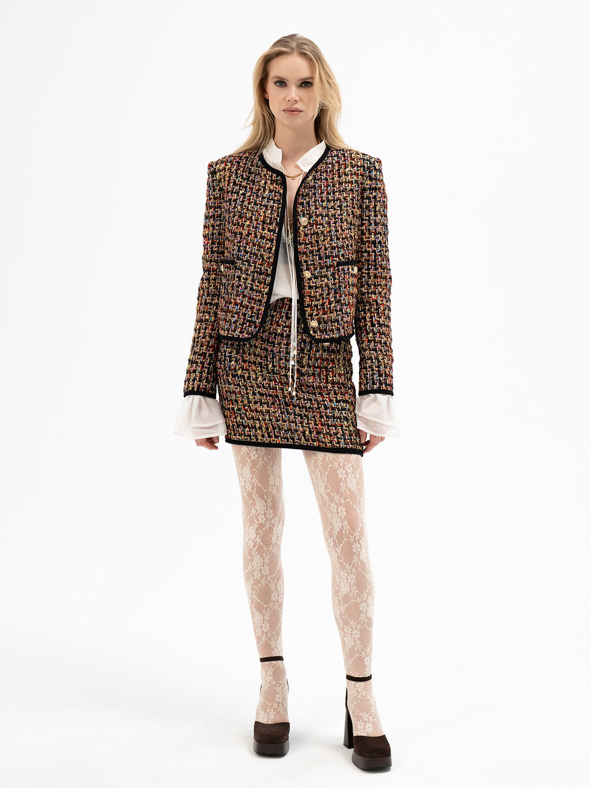 Mini Tweed Skirt - Uruz Rune Mini Tweed Skirt - Uruz Rune