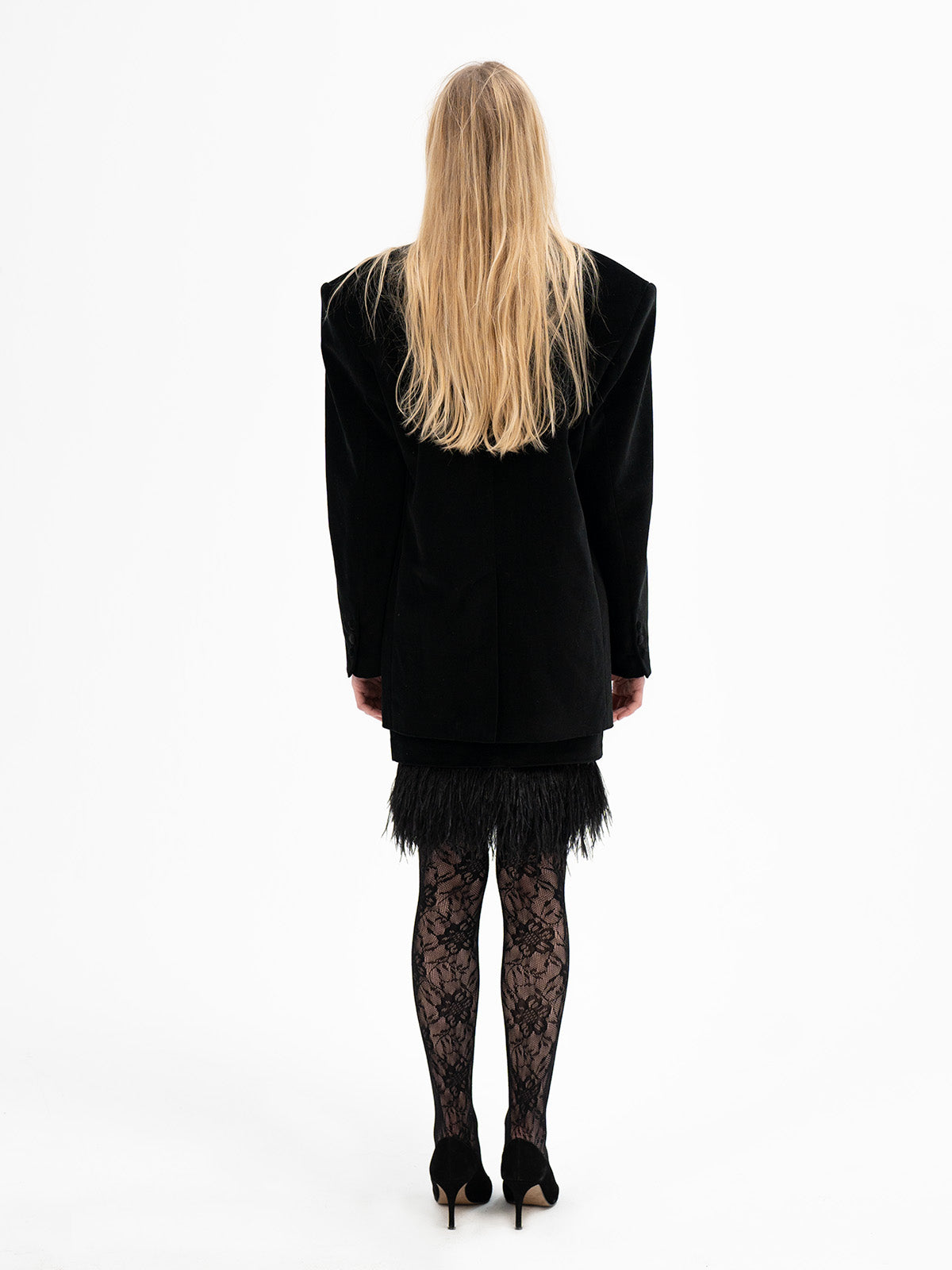 Oversized Velvet Black  Blazer - Algiz Rune