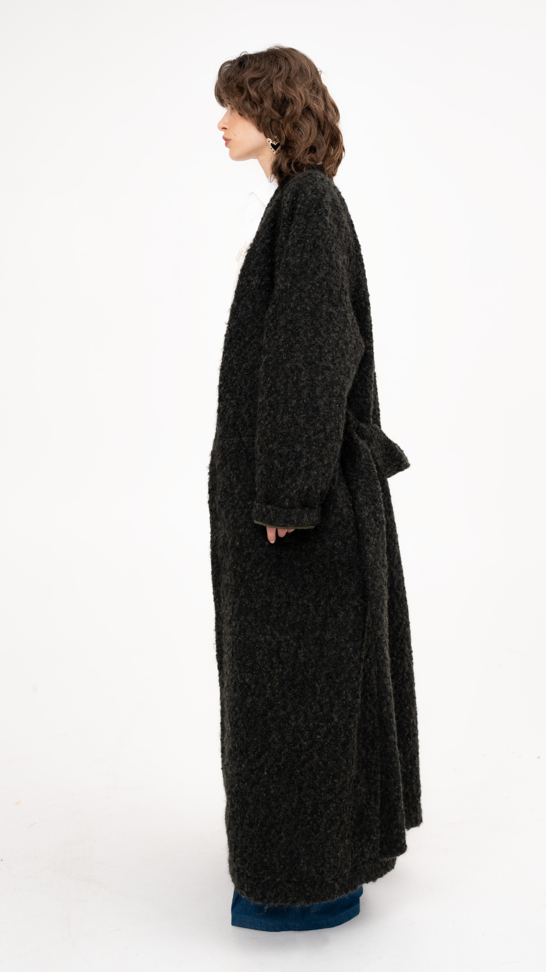 Wool Maxi Long Coat in Moss Green Color- Take Me Home