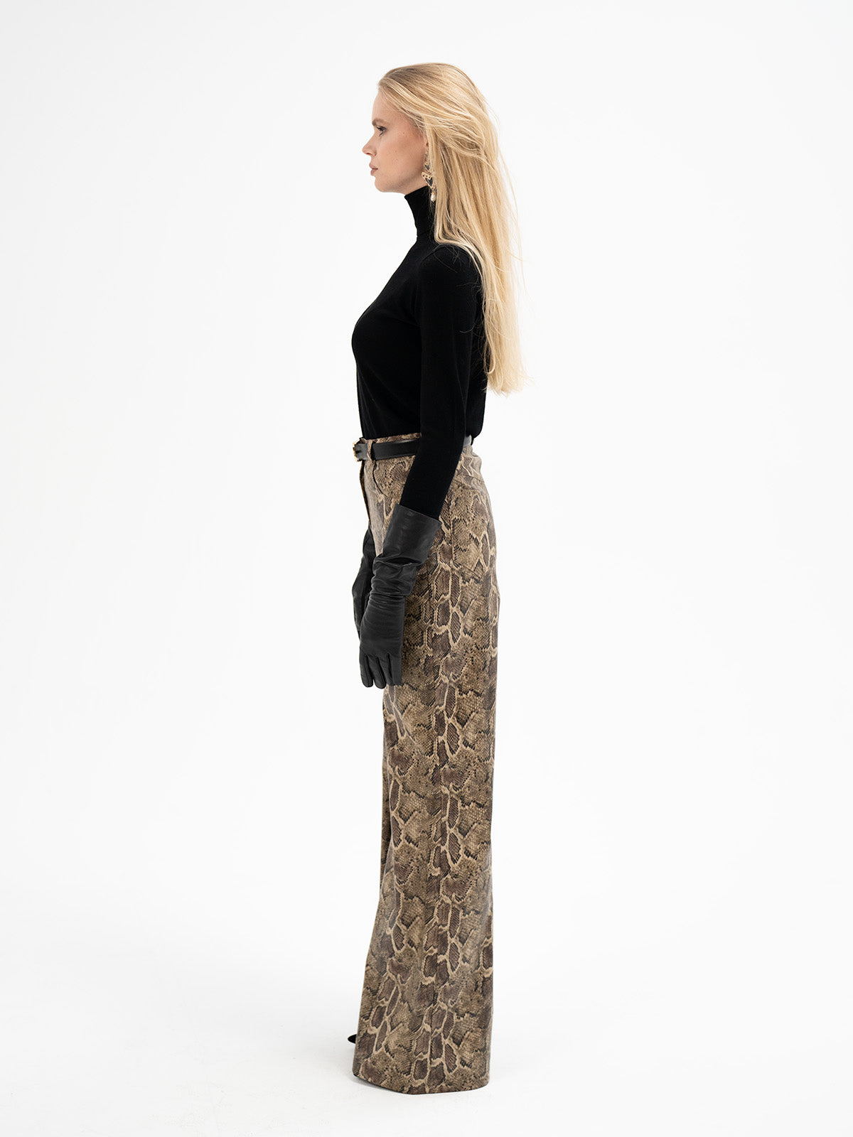 High-Waisted Faux Leather Trousers - Eihwaz Rune