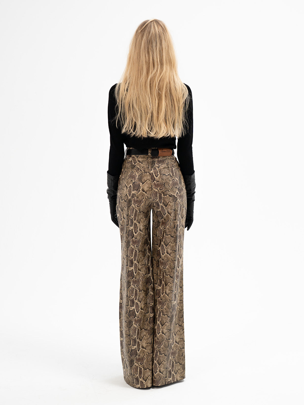 High-Waisted Faux Leather Trousers - Eihwaz Rune