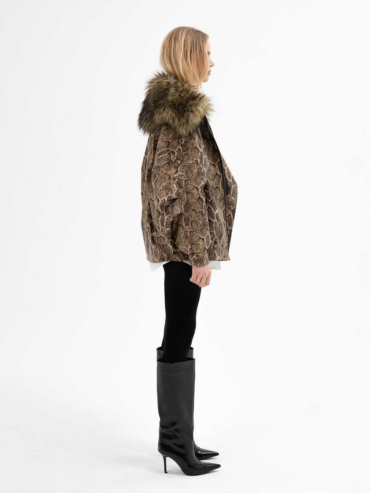 Faux snakeskin leather with deep natural texture