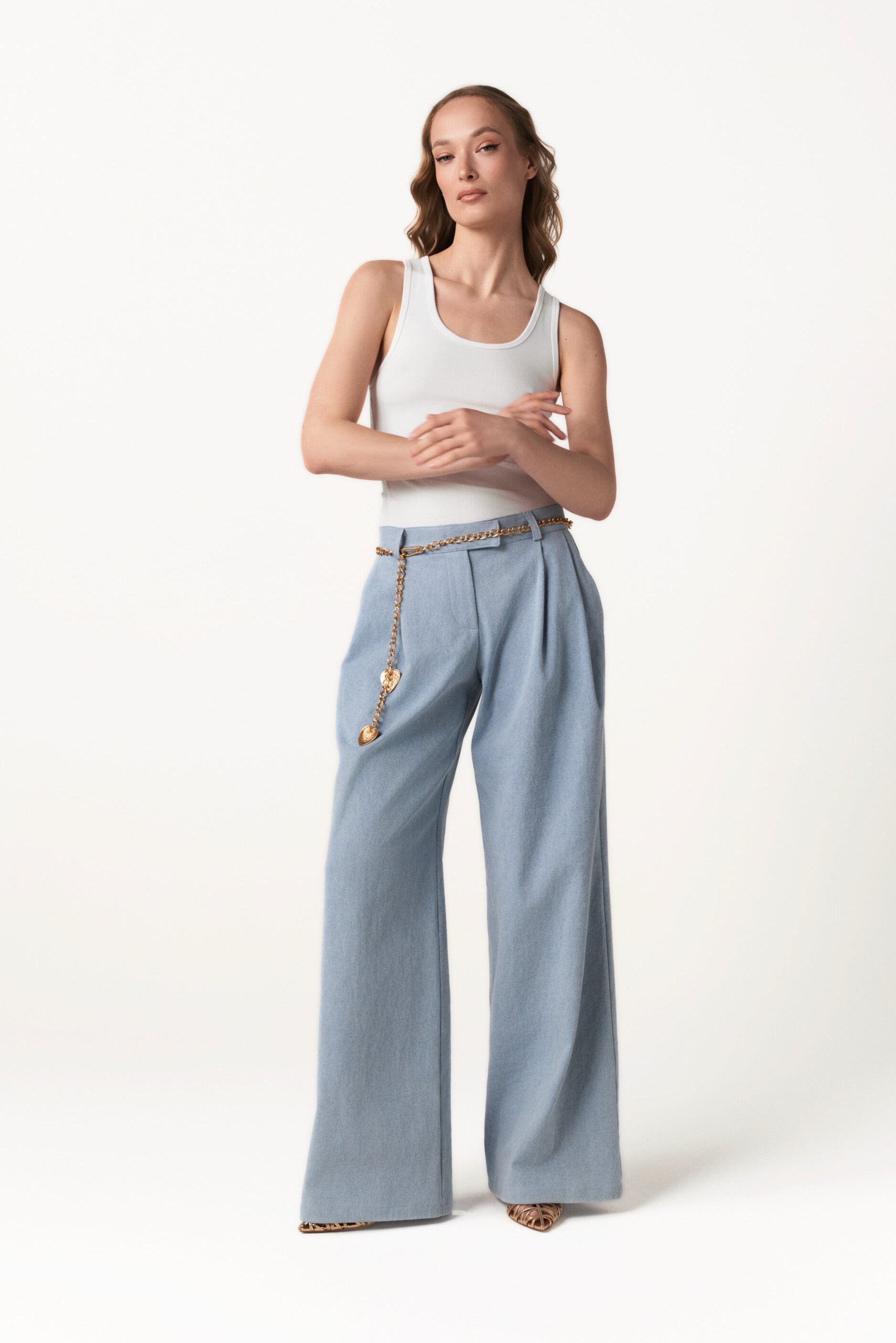 Jean taille mi-haute et jambe large « Love Journey »